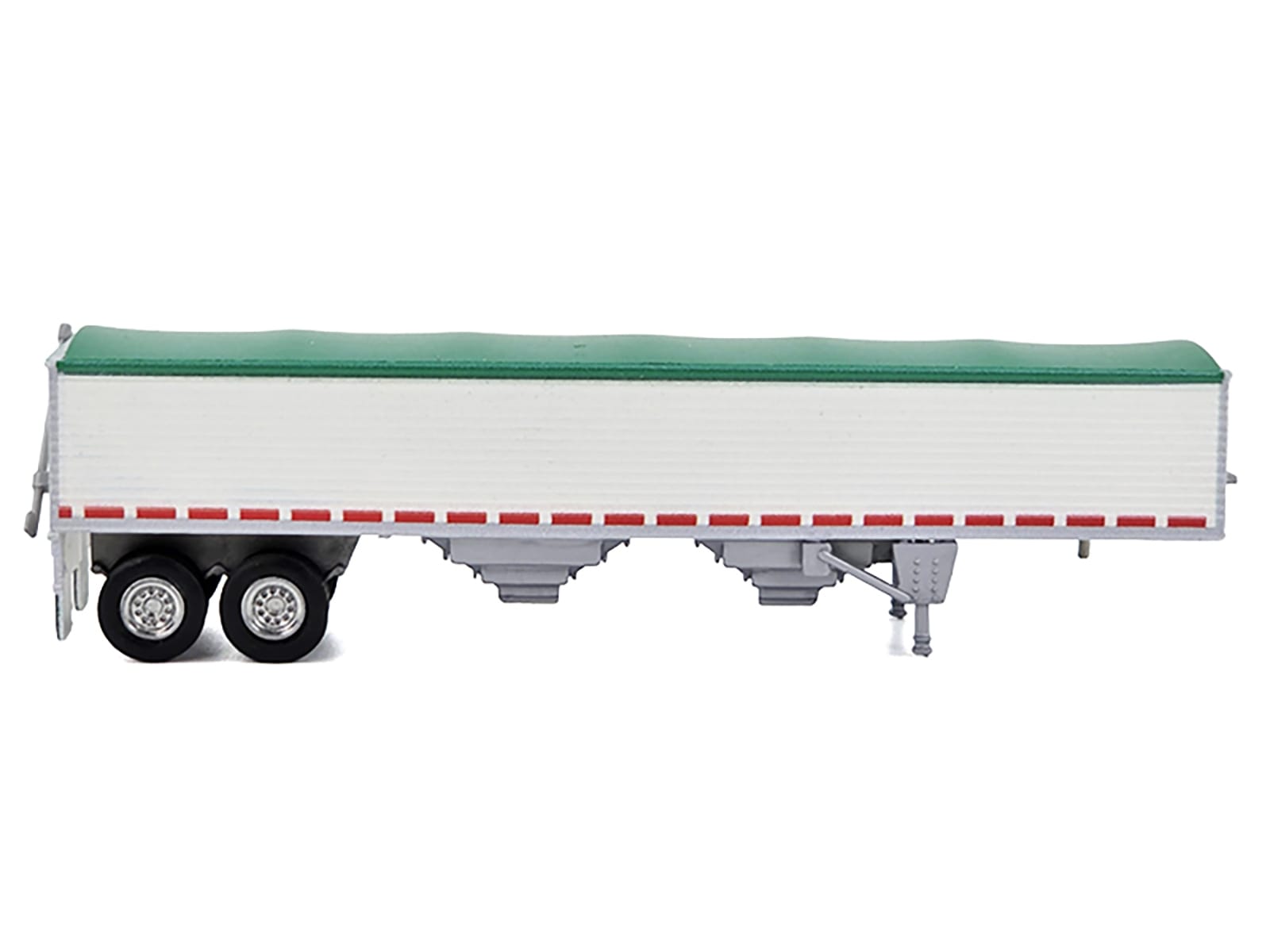 Covered Grain Trailer White with Green Tarp 1/87 (HO) Plastic Model Car by HO Logistics - Image 2