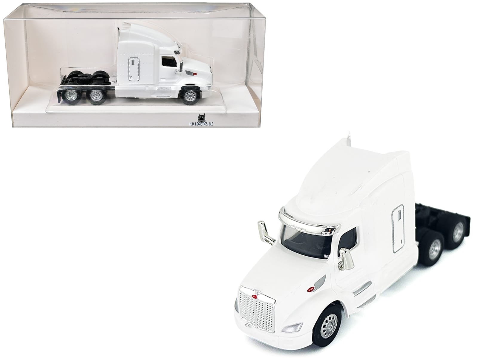 Peterbilt 579 Sleeper Cab White 1/87 (HO) Plastic Model Car by HO Logistics