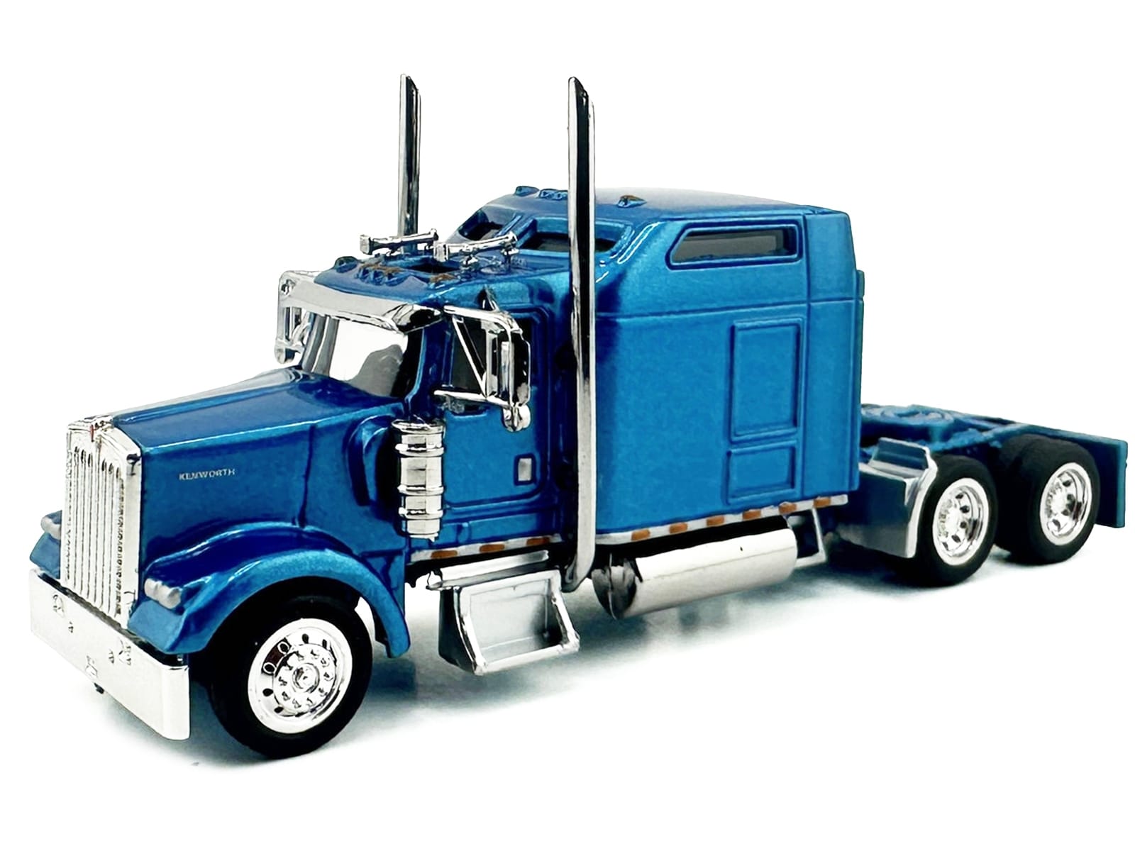 Kenworth W900L Truck Tractor with Sleeper Cab Blue Metallic 1/87 (HO) Scale Plastic Model Car by HO Logistics - Image 2