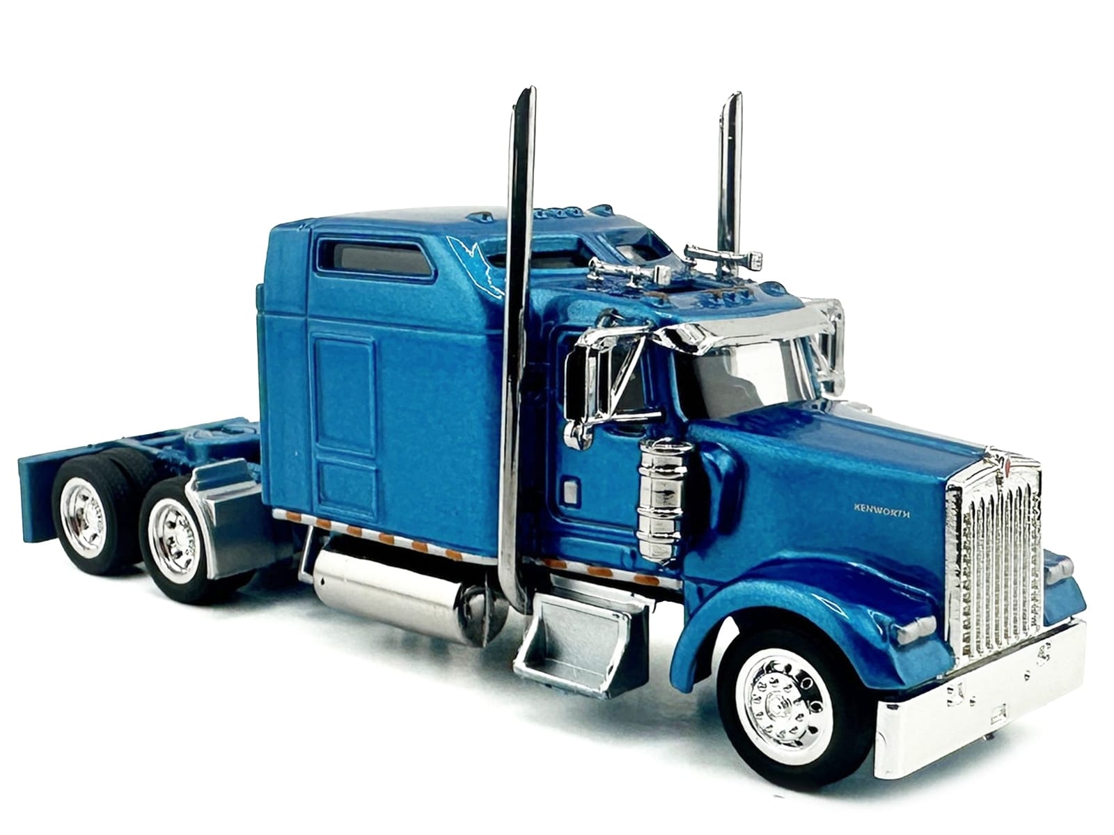 Kenworth W900L Truck Tractor with Sleeper Cab Blue Metallic 1/87 (HO) Scale Plastic Model Car by HO Logistics - Image 3