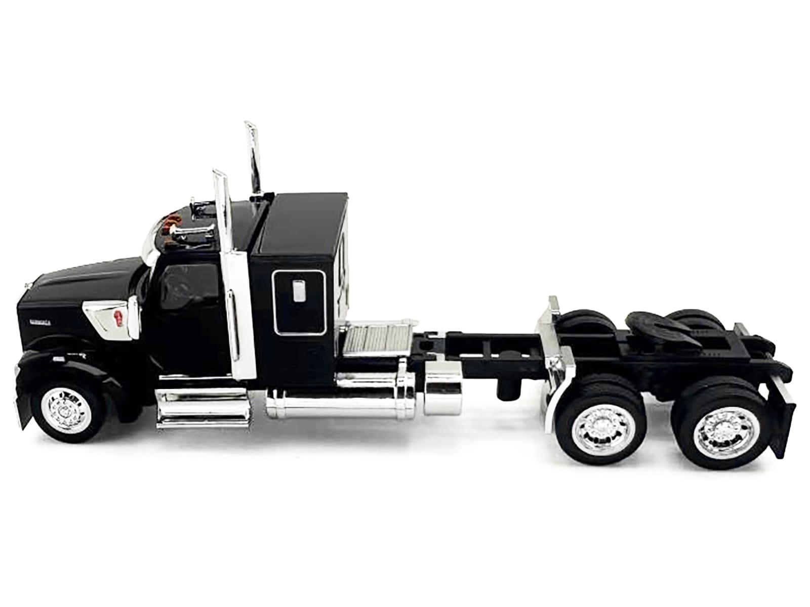Kenworth W990 with Flat Top Sleeper Cab Black 1/87 (HO) Plastic Model Car by HO Logistics - Image 2
