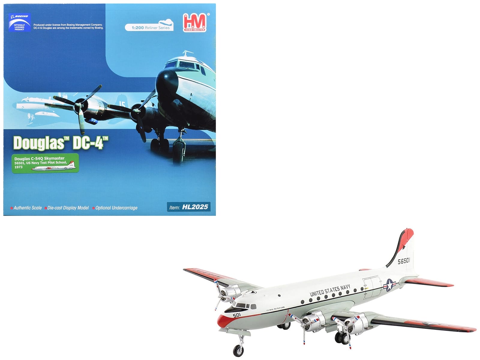 Douglas C-54Q Skymaster Transport Aircraft "US Navy Test Pilot School" (1973) United States Navy "Airliner Series" 1/200 Diecast Model by Hobby Master - Image 5
