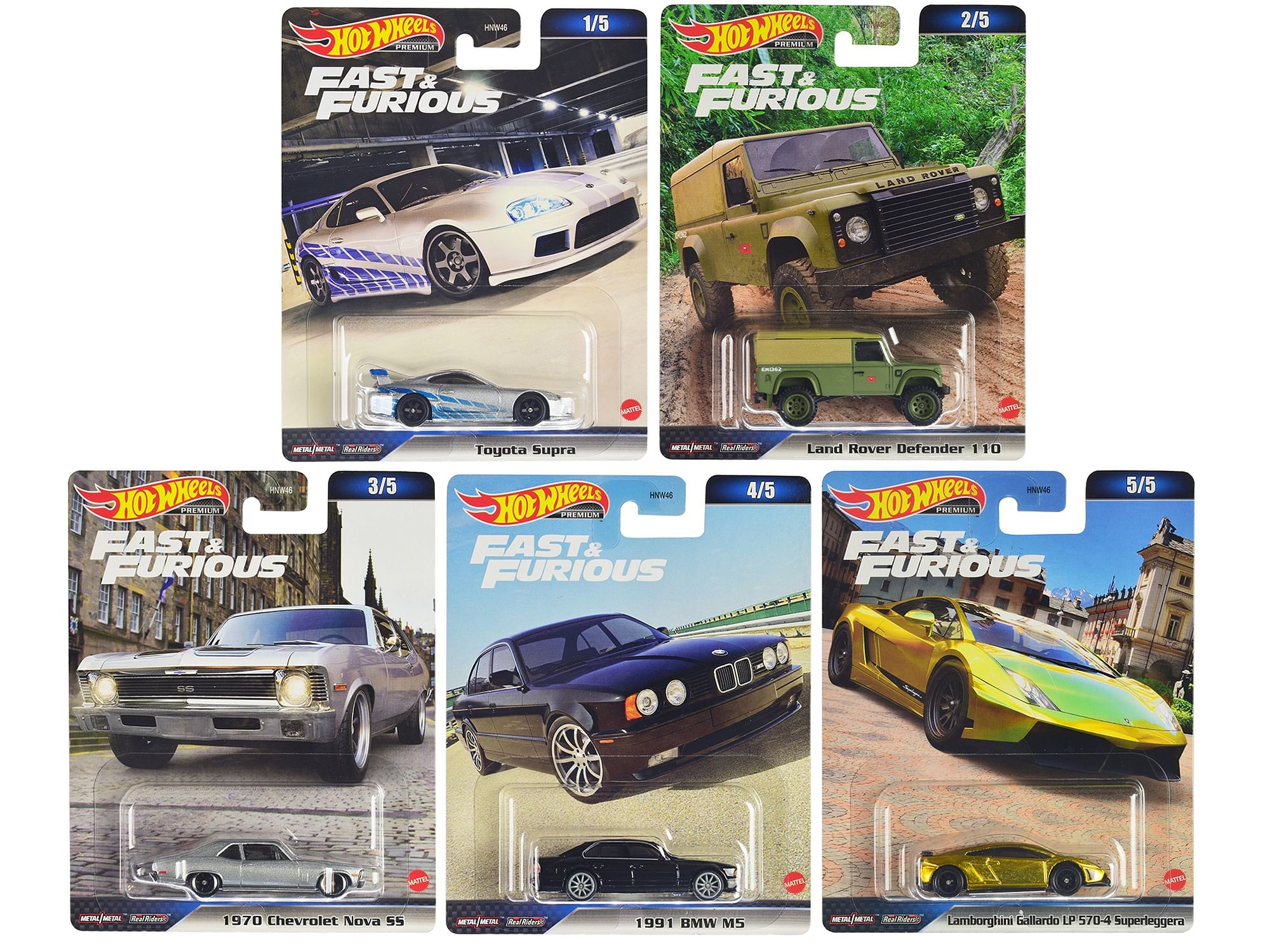 “Fast & Furious” 2023 5 piece Set D Diecast Model Cars by Hot Wheels