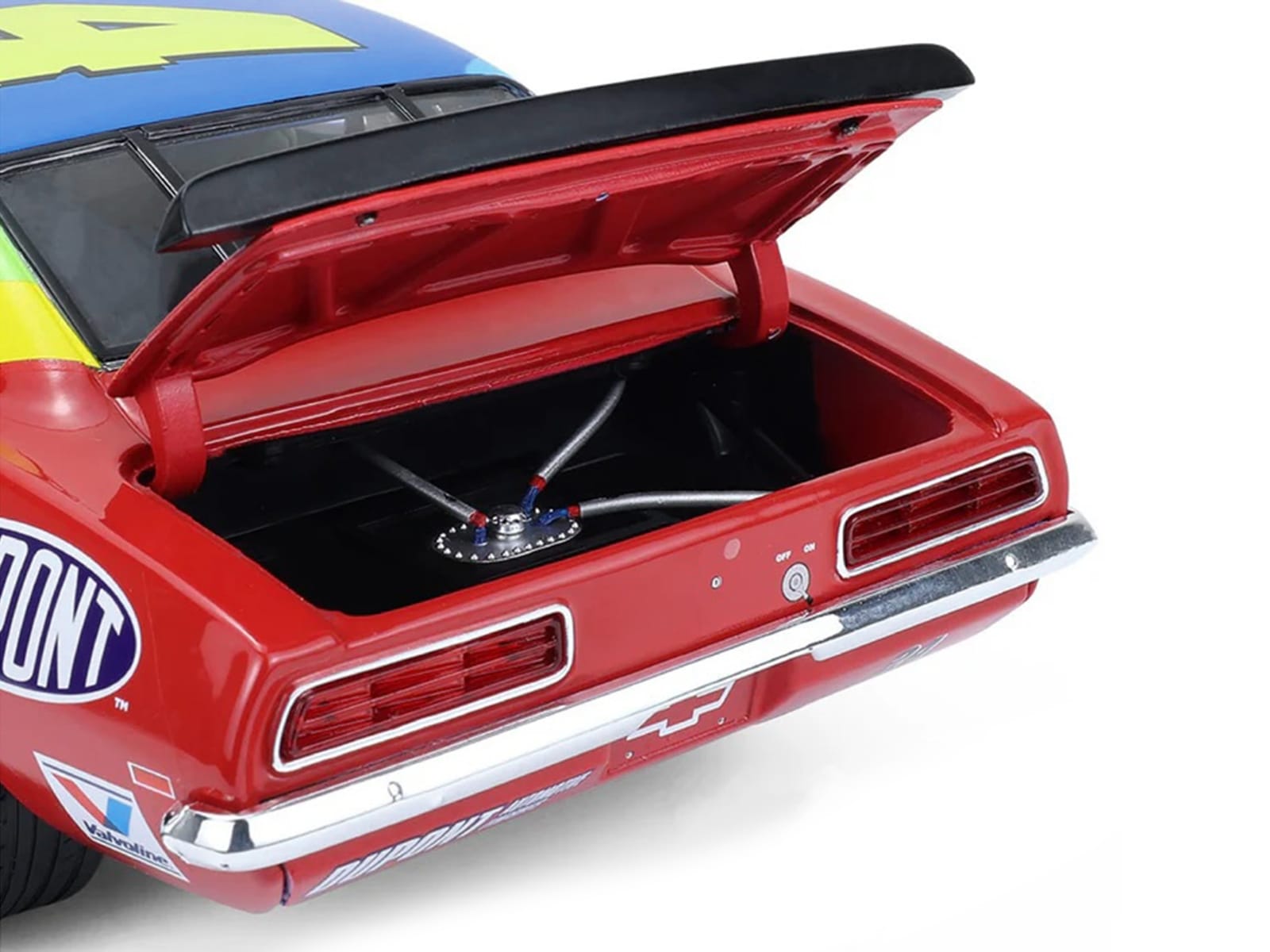 1969 Chevrolet Camaro #24 Jeff Gordon "Hendrick Motorsports First Win Tribute" Blue and Red with Rainbow Stripes 1/18 Diecast Model Car by Highway 61 - Image 5