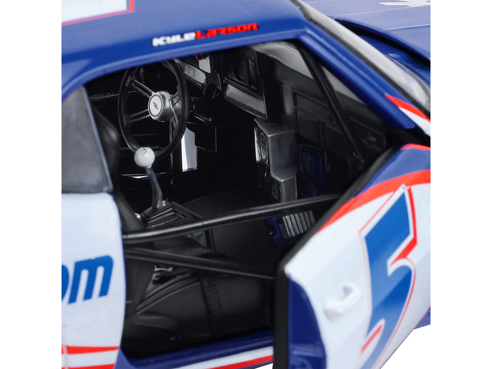 1969 Chevrolet Camaro #5 Kyle Larson "Hendrick Motorsports First Win Tribute" Blue and White with Graphics 1/18 Diecast Model Car by Highway 61 - Image 4