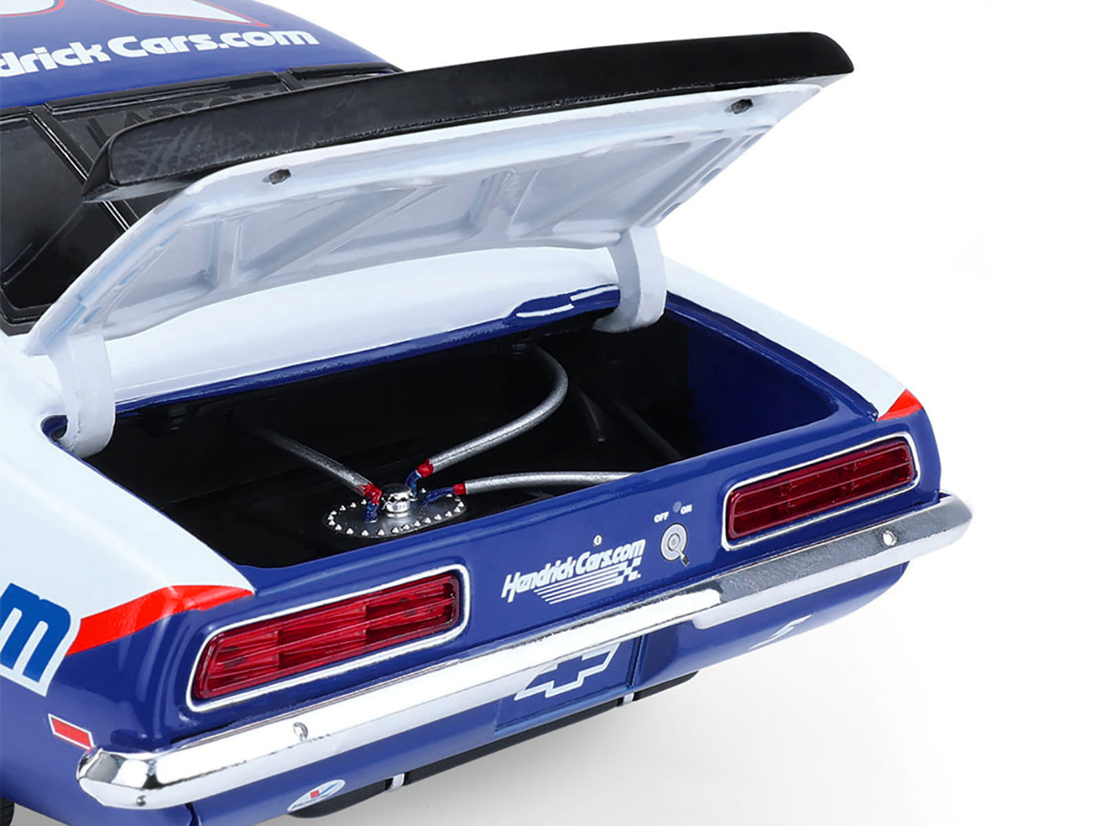1969 Chevrolet Camaro #5 Kyle Larson "Hendrick Motorsports First Win Tribute" Blue and White with Graphics 1/18 Diecast Model Car by Highway 61 - Image 5
