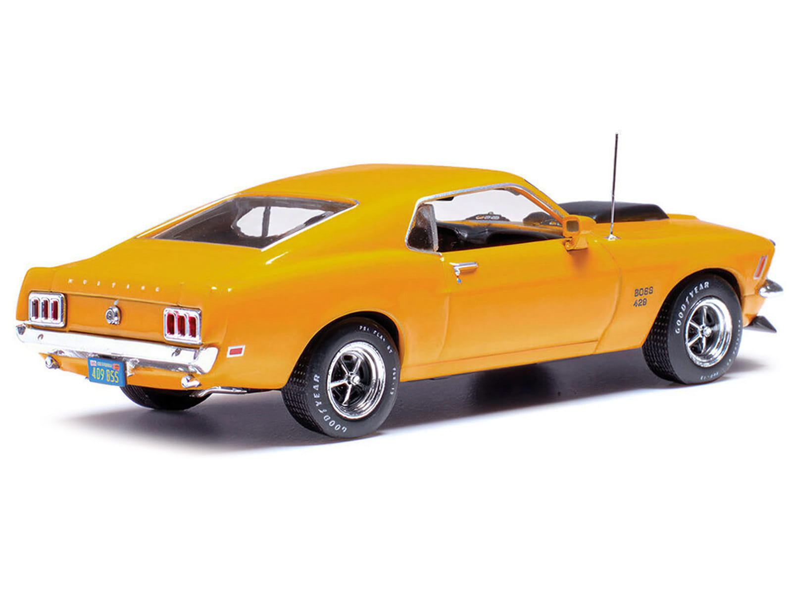 1970 Ford Mustang Boss 429 Bright Yellow with Black Hood Scoop 1/43 Diecast Model Car by IXO Models - Image 2