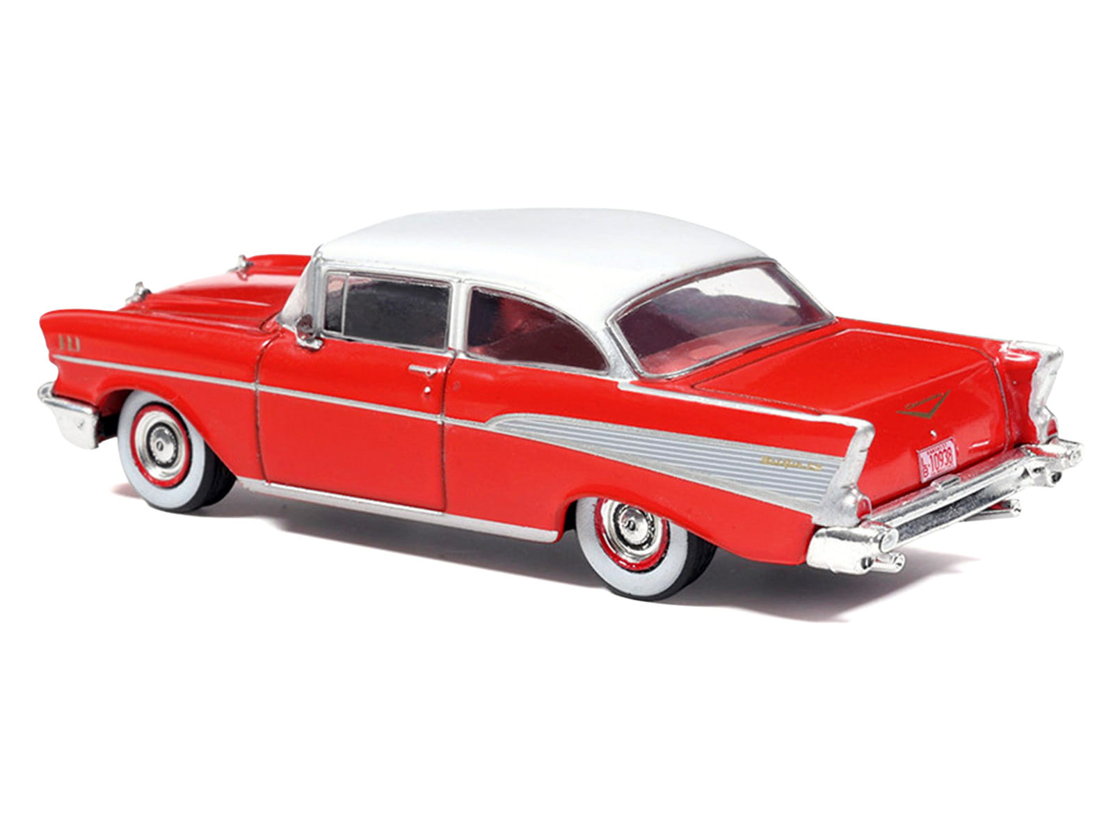 1957 Chevrolet Bel Air Red with White Top and Red Interior 1/64 Diecast Model by IXO Models - Image 3