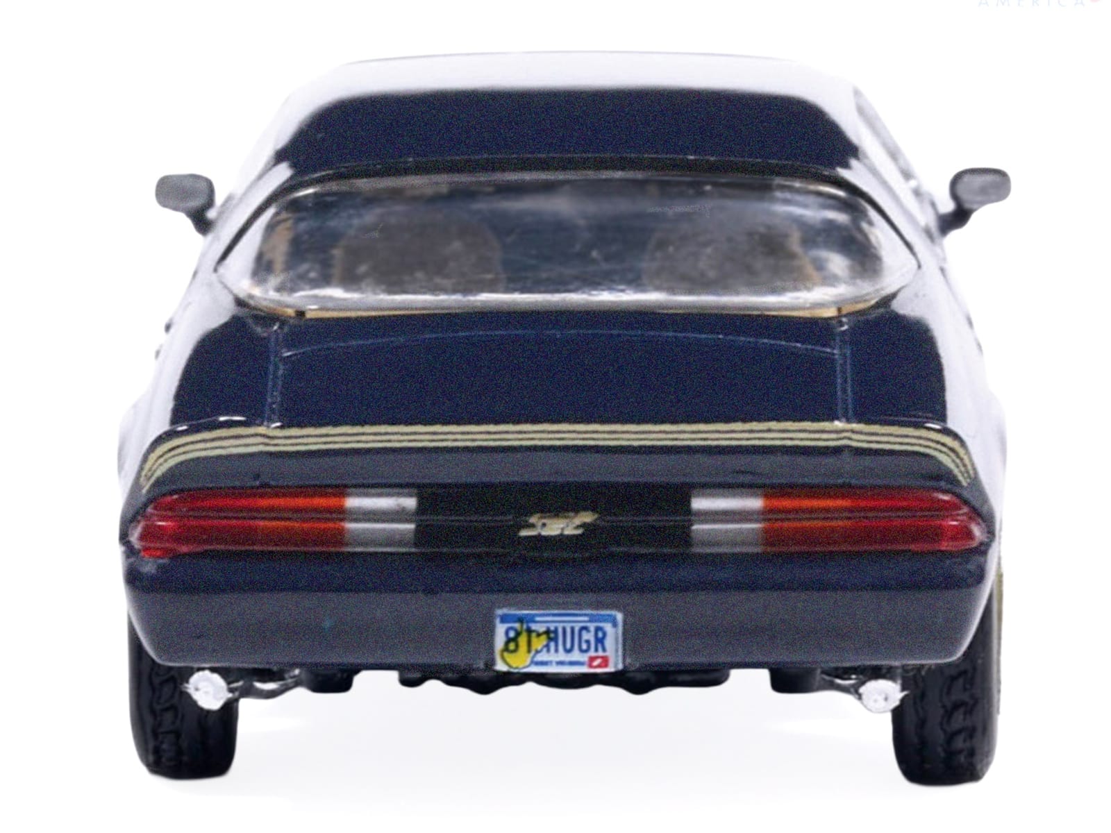 1981 Chevrolet Camaro Z28 Dark Blue Metallic with Gold Stripes and Interior 1/64 Diecast Model Car by IXO Models - Image 5