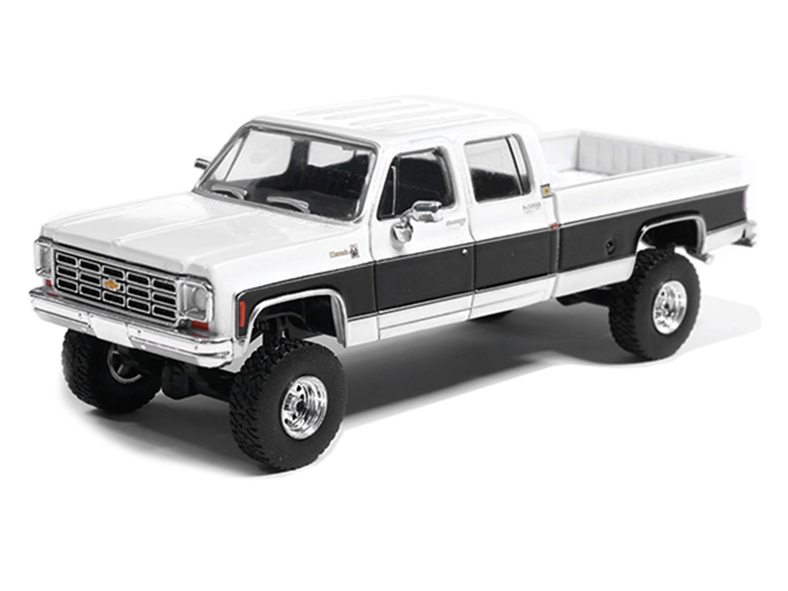1978 Chevrolet Silverado K30 Crew Cab Pickup Truck White and Black 1/64 Diecast Model Car by IXO Models - Image 2