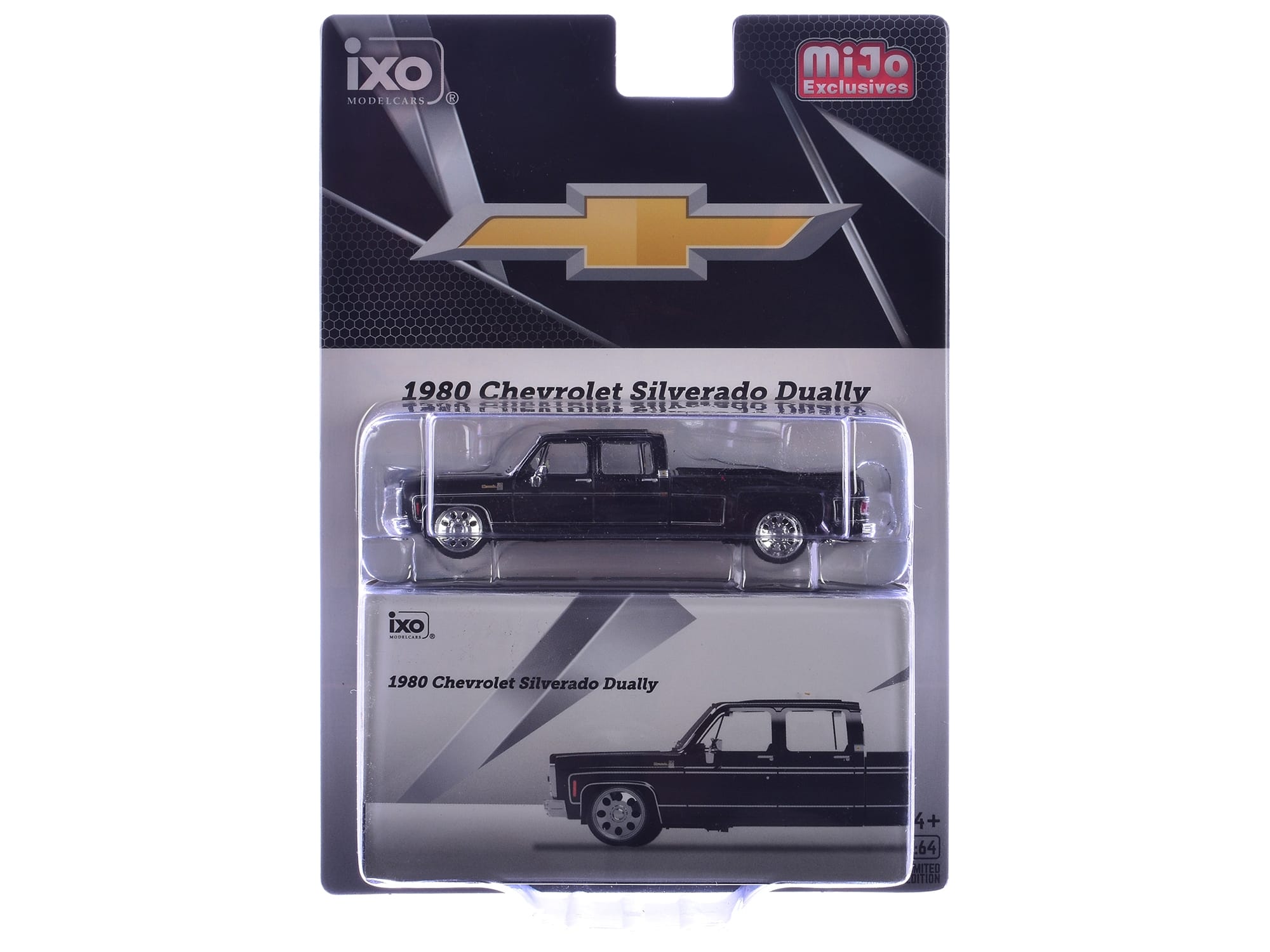 1980 Chevrolet Silverado C30 Crew Cab Dually Lowered Pickup Truck Black 1/64 Diecast Model Car by IXO Models - Image 3