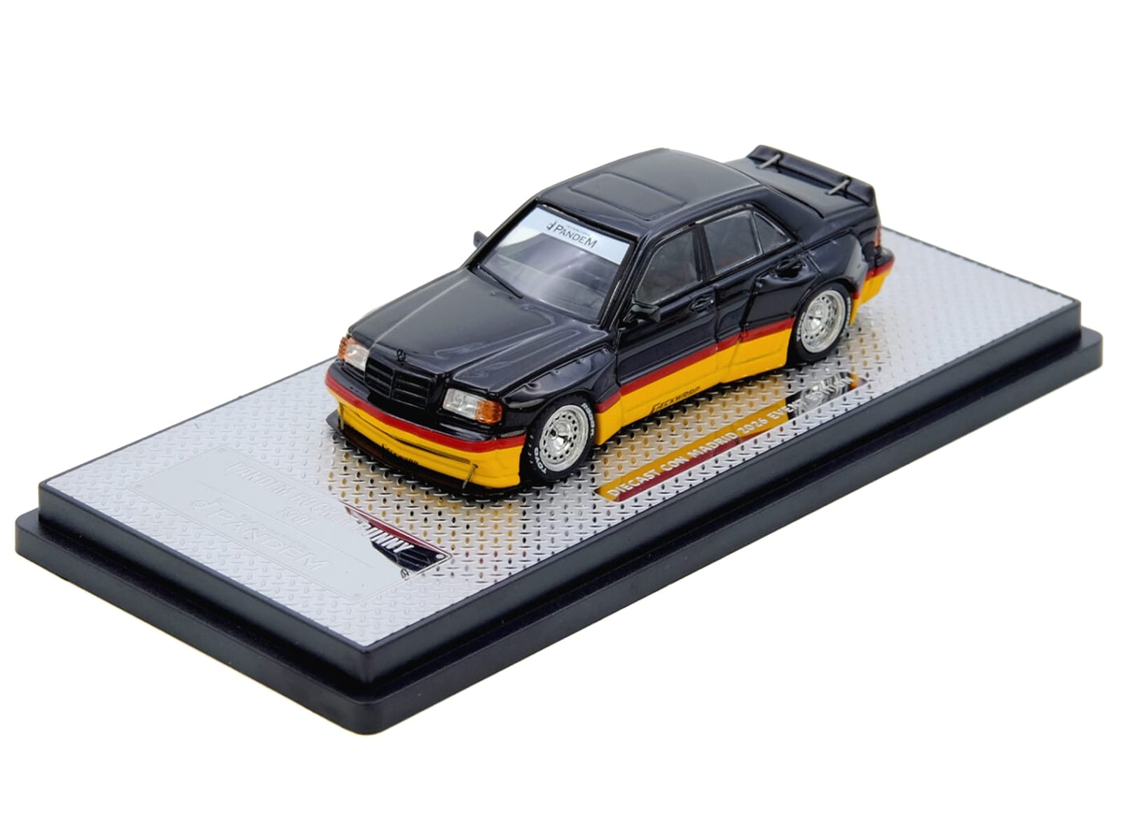 Pandem Rocket Bunny 190E Black with Red and Yellow Stripes "Diecast Con Madrid 2026 Event Edition" 1/64 Diecast Model Car by Inno Models - Image 4