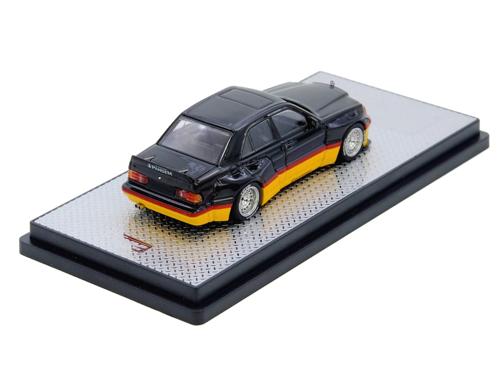 Pandem Rocket Bunny 190E Black with Red and Yellow Stripes "Diecast Con Madrid 2026 Event Edition" 1/64 Diecast Model Car by Inno Models - Image 5