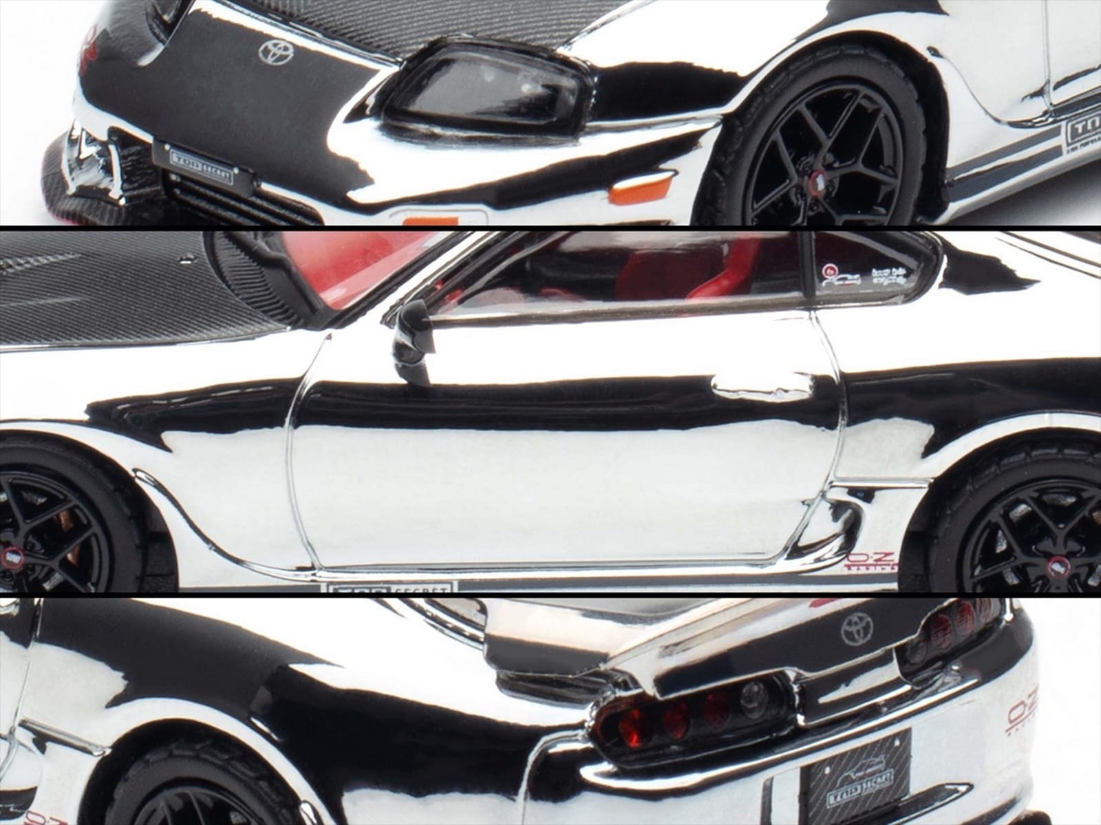 Toyota Supra (A80) "Top Secret" GT300 RHD (Right Hand Drive) Chrome with Carbon Hood and Red Interior "Tokyo Auto Salon 2026 Event Exclusive" 1/64 Diecast Model Car by Inno Models - Image 2