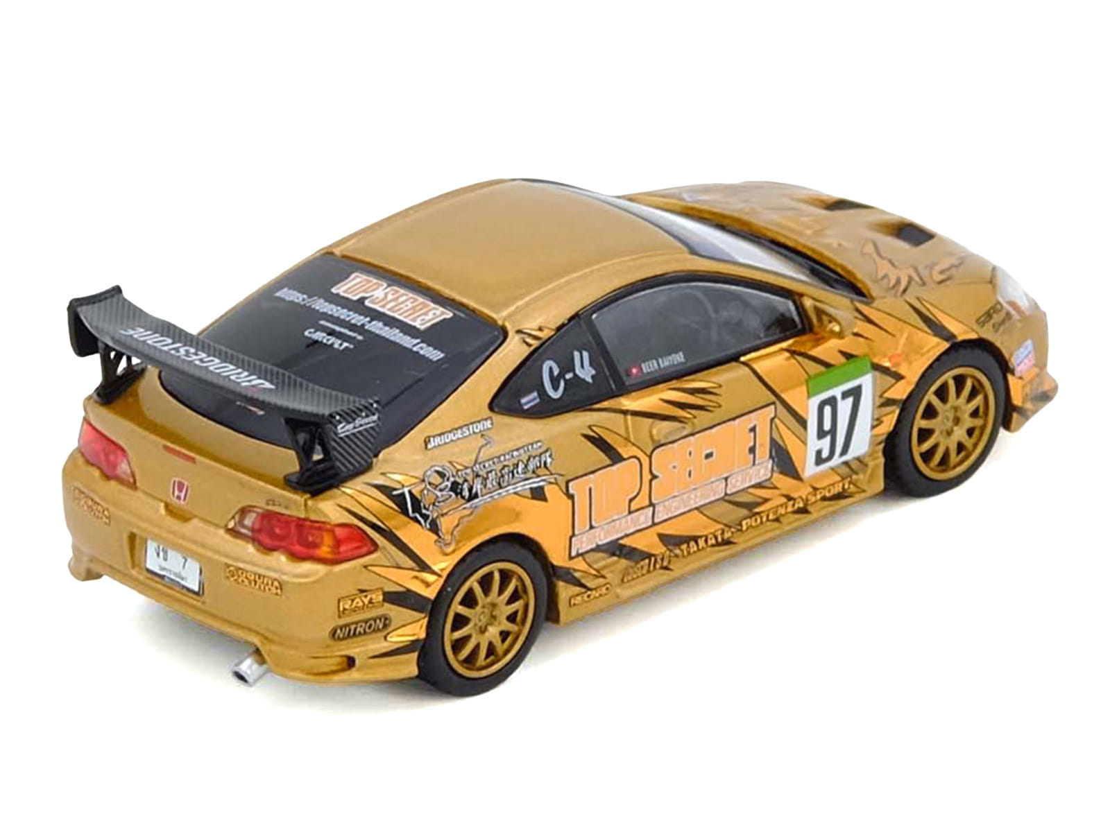 Honda Integra Type R (DC5) RHD (Right Hand Drive) #97 "Top Secret Thailand" Gold Metallic with Graphics "Honda Fest Thailand 2025"1/64 Diecast Model Car by Inno Models - Image 2