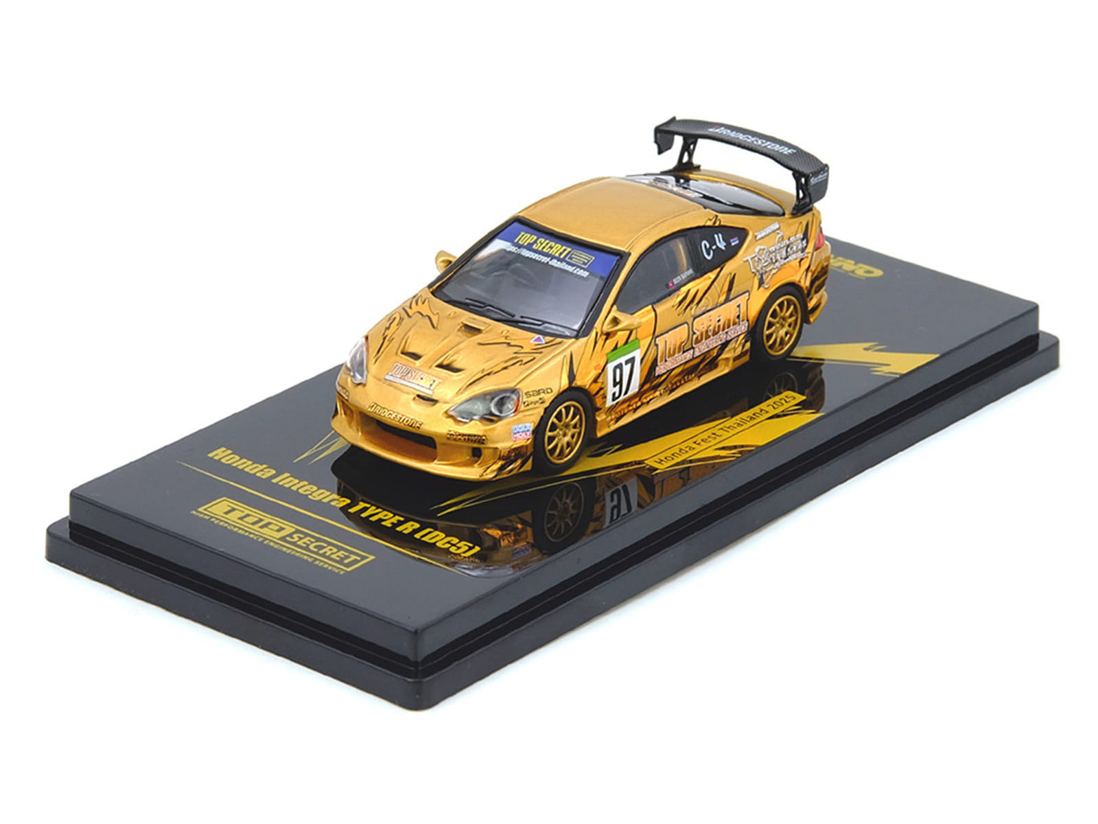 Honda Integra Type R (DC5) RHD (Right Hand Drive) #97 "Top Secret Thailand" Gold Metallic with Graphics "Honda Fest Thailand 2025"1/64 Diecast Model Car by Inno Models - Image 3