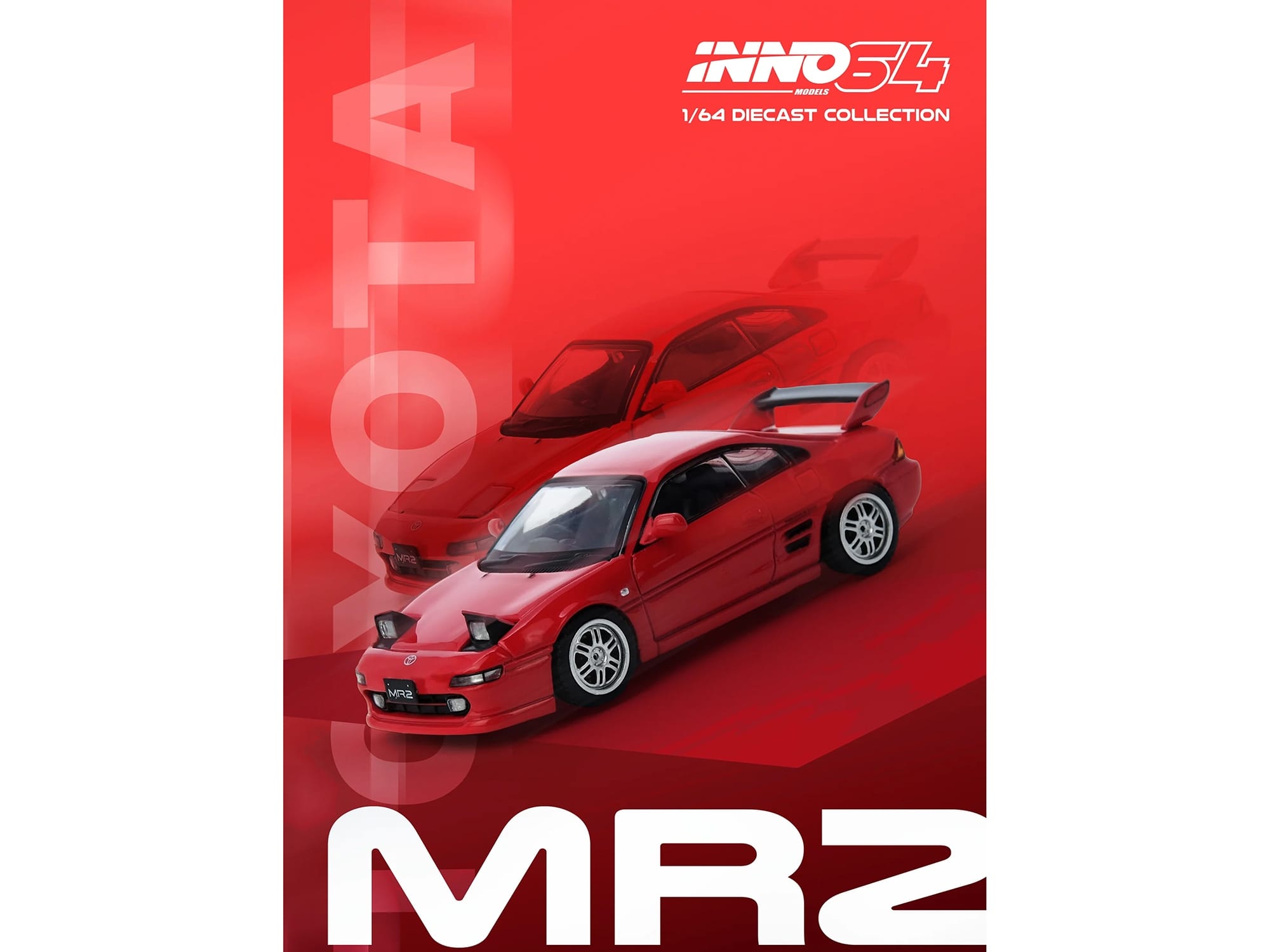 Toyota MR2 (SW20) RHD (Right Hand Drive) Red 1/64 Diecast Model Car by Inno Models - Image 4