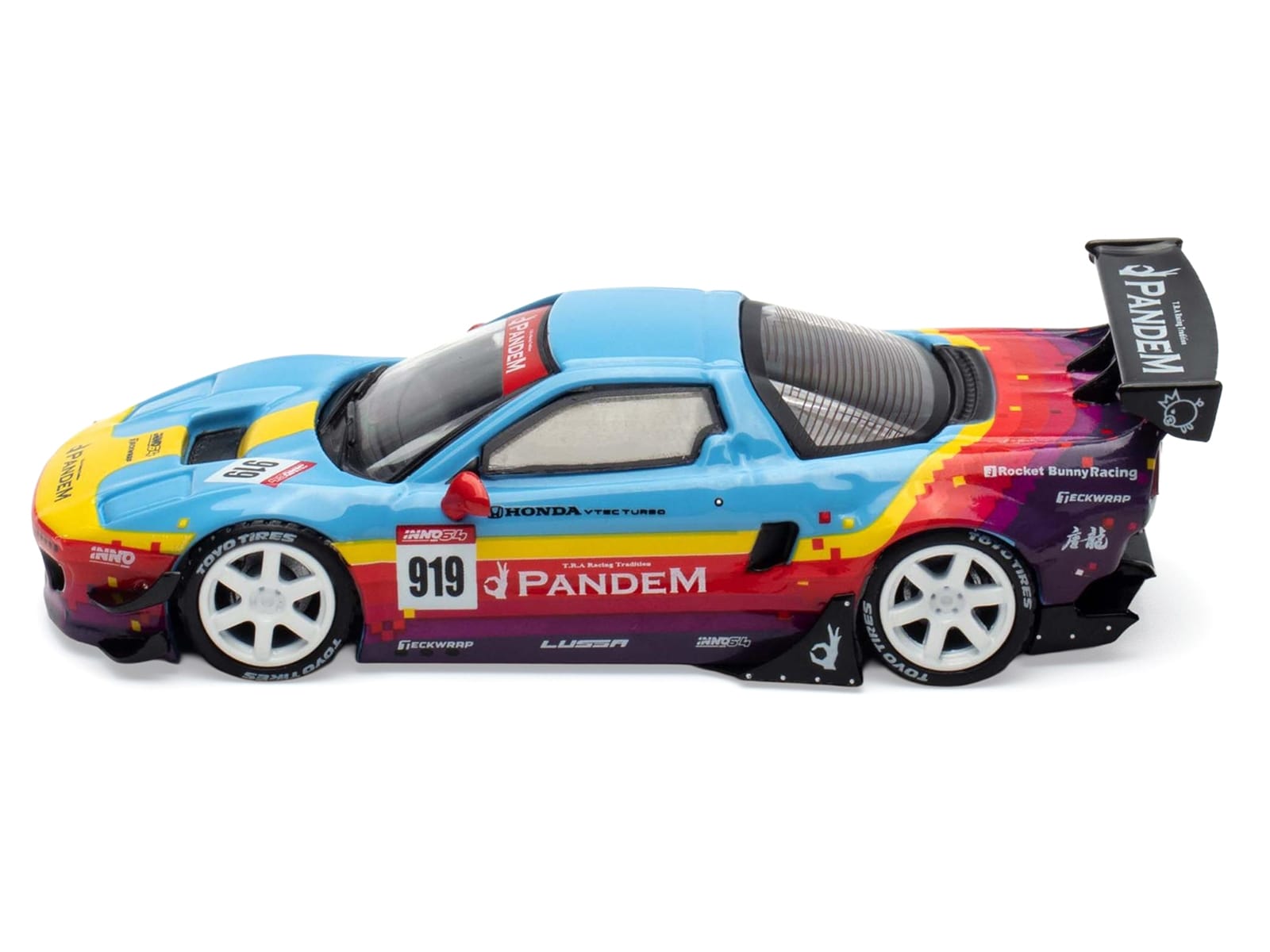 Honda NSX (NA1) #919 "Pandem Rocket Bunny" Light Blue with Graphics "APA XPO 2025 Event Edition" 1/64 Diecast Model Car by Inno Models - Image 2
