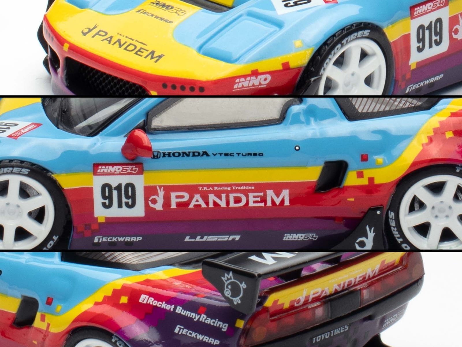 Honda NSX (NA1) #919 "Pandem Rocket Bunny" Light Blue with Graphics "APA XPO 2025 Event Edition" 1/64 Diecast Model Car by Inno Models - Image 3