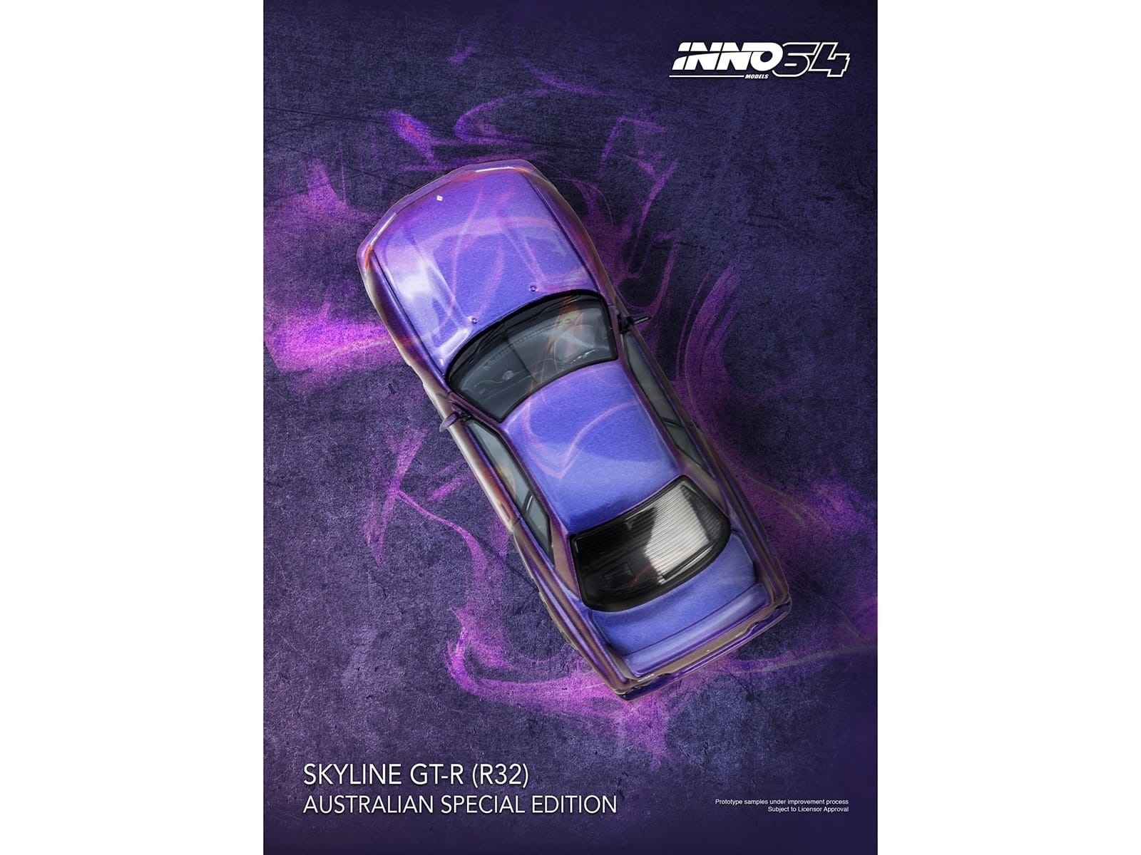 Nissan Skyline GT-R (R32) RHD (Right Hand Drive) Midnight Purple Metallic "Australian Special Edition" 1/64 Diecast Model Car by Inno Models - Image 4