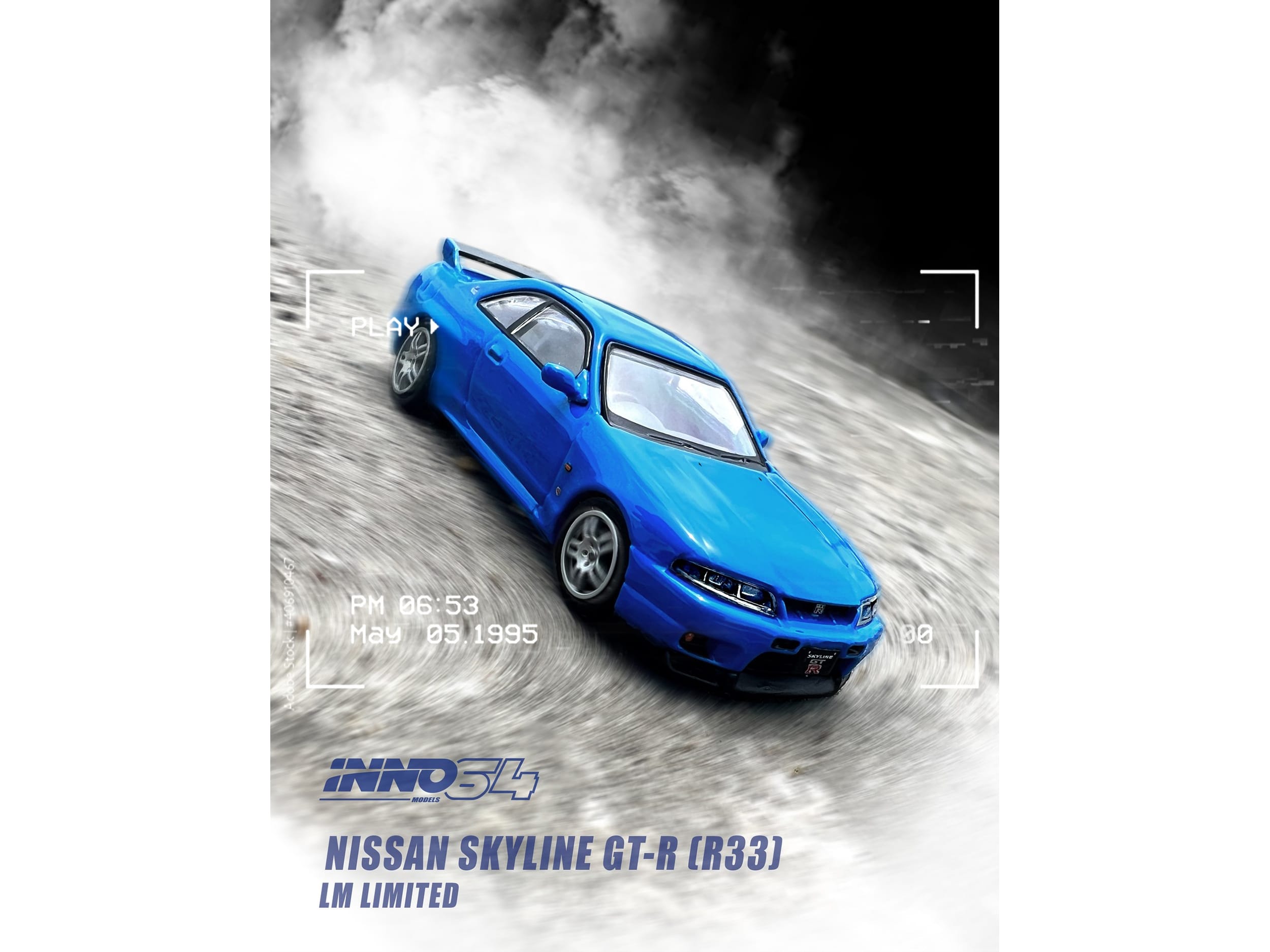 Nissan Skyline GT-R (R33) RHD (Right Hand Drive) Blue "LM Limited" 1/64 Diecast Model Car by Inno Models - Image 3