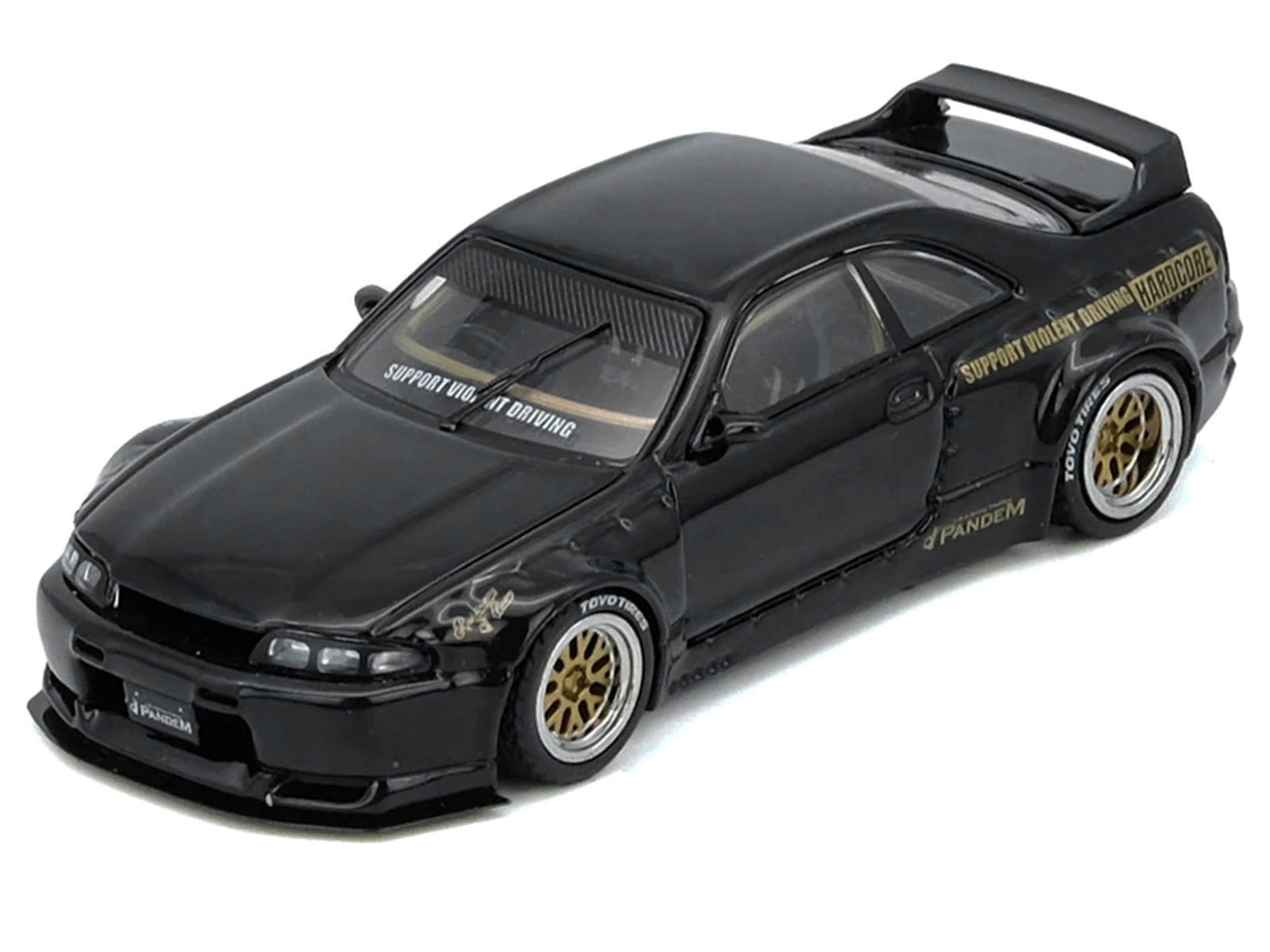 Nissan Skyline GT-R (BCNR33) RHD (Right Hand Drive) "Pandem - Rocket Bunny" Black 1/64 Diecast Model Car by Inno Models - Image 2