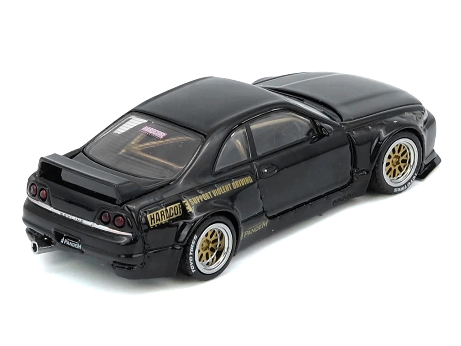 Nissan Skyline GT-R (BCNR33) RHD (Right Hand Drive) "Pandem - Rocket Bunny" Black 1/64 Diecast Model Car by Inno Models - Image 3