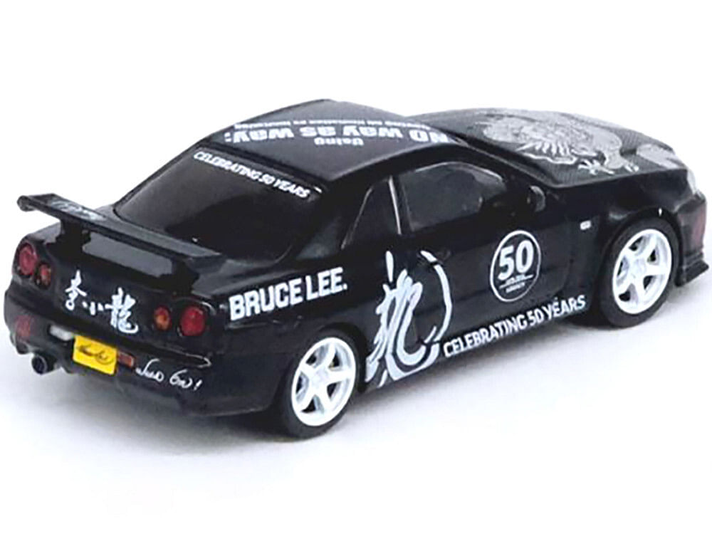 Nissan Skyline GT-R (R34) RHD (Right Hand Drive) Black “Bruce Lee Legacy 50 Year Anniversary” 1/64 Diecast Model Car by Inno Models