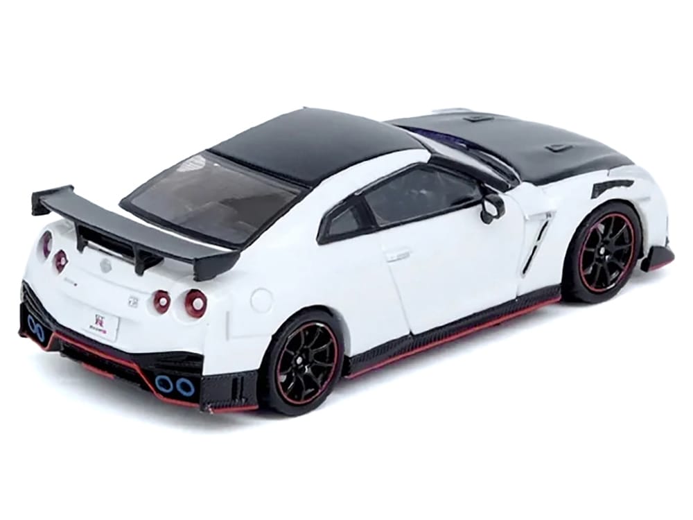 Nissan GT-R (R35) Nismo RHD (Right Hand Drive) White with Carbon Hood and Top 1/64 Diecast Model Car by Inno Models - Image 3