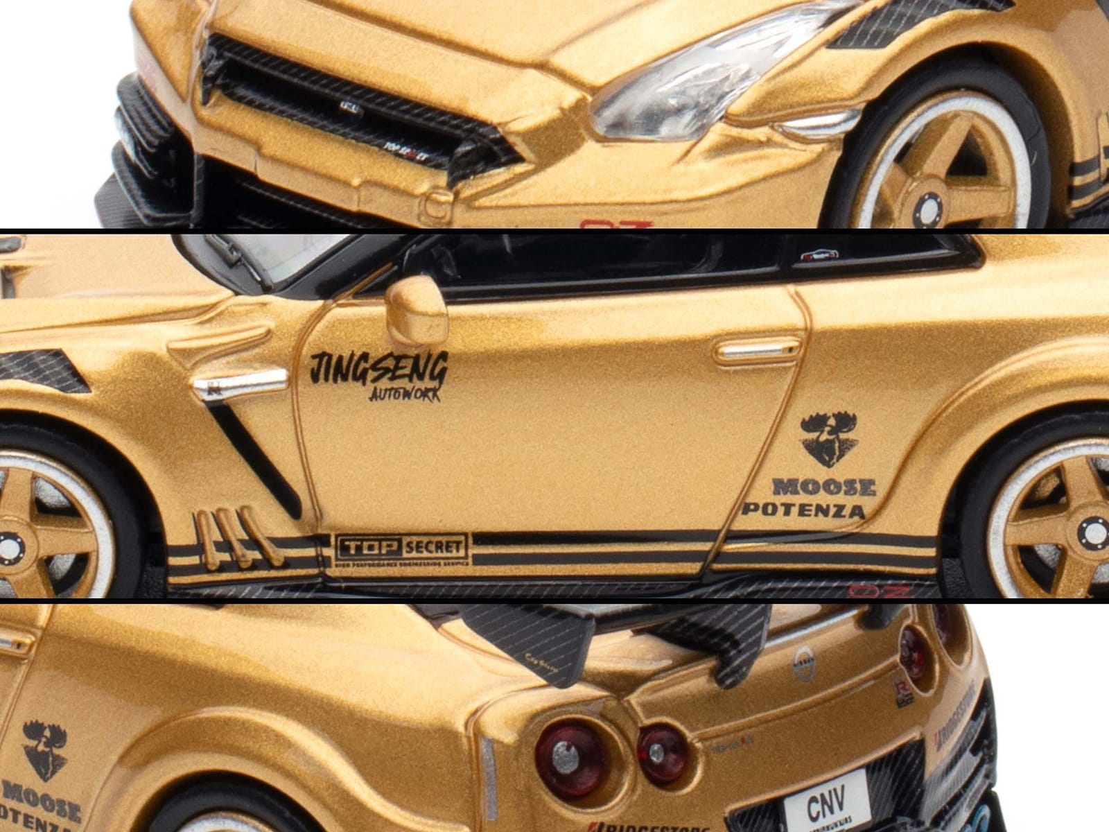 Nissan GT-R (R35) Top Secret Thailand RHD (Right Hand Drive) Gold Metallic "Thailand Diecast Expo 2025 Event Edition" 1/64 Diecast Model Car by Inno Models - Image 2