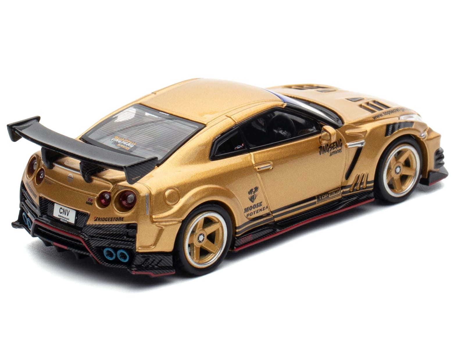 Nissan GT-R (R35) Top Secret Thailand RHD (Right Hand Drive) Gold Metallic "Thailand Diecast Expo 2025 Event Edition" 1/64 Diecast Model Car by Inno Models - Image 4