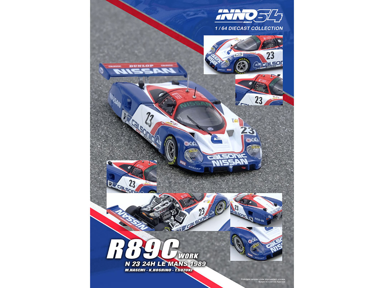 Nissan R89C #23 Masahiro Hasemi - Kazuyoshi Hoshino - Toshio Suzuki "24 Hours of Le Mans" (1989) 1/64 Diecast Model Car by Inno Models - Image 5