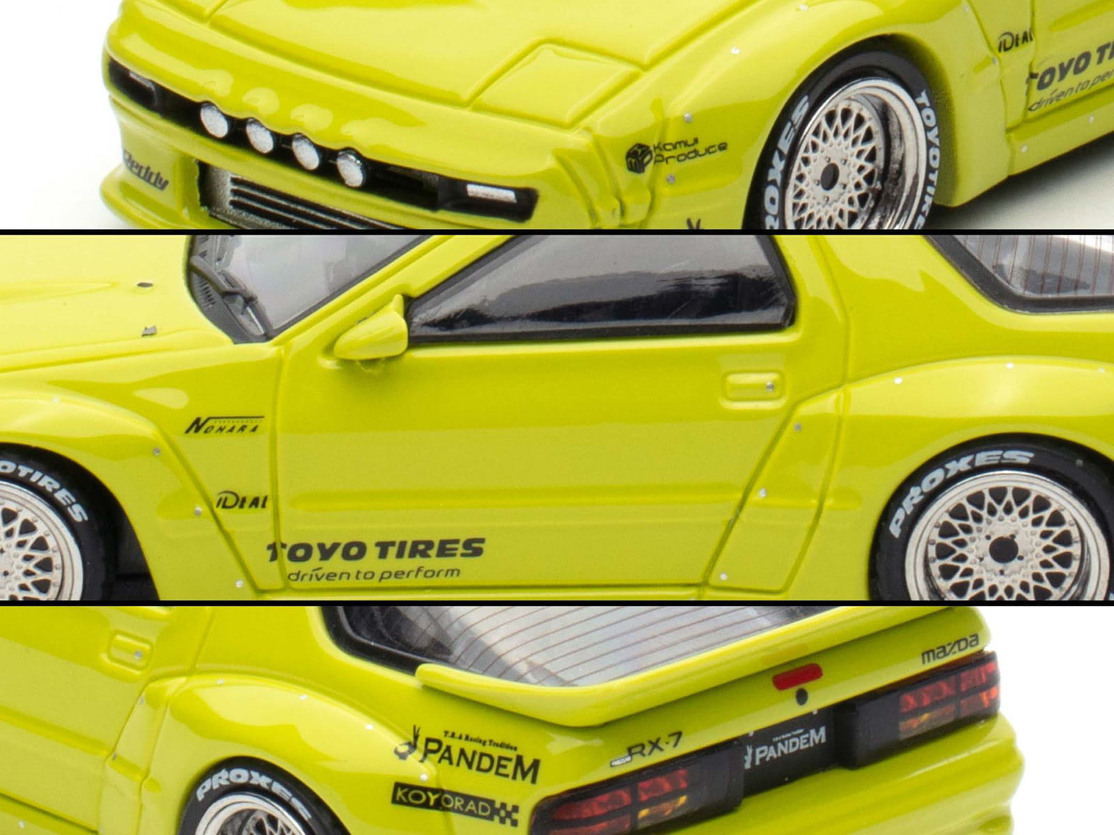 Mazda RX-7 (FC3S) "Pandem Aero" RHD (Right Hand Drive) Lime Green "The Model Car Show Malaysia 2025 Event Edition" 1/64 Diecast Model Car by Inno Models - Image 2