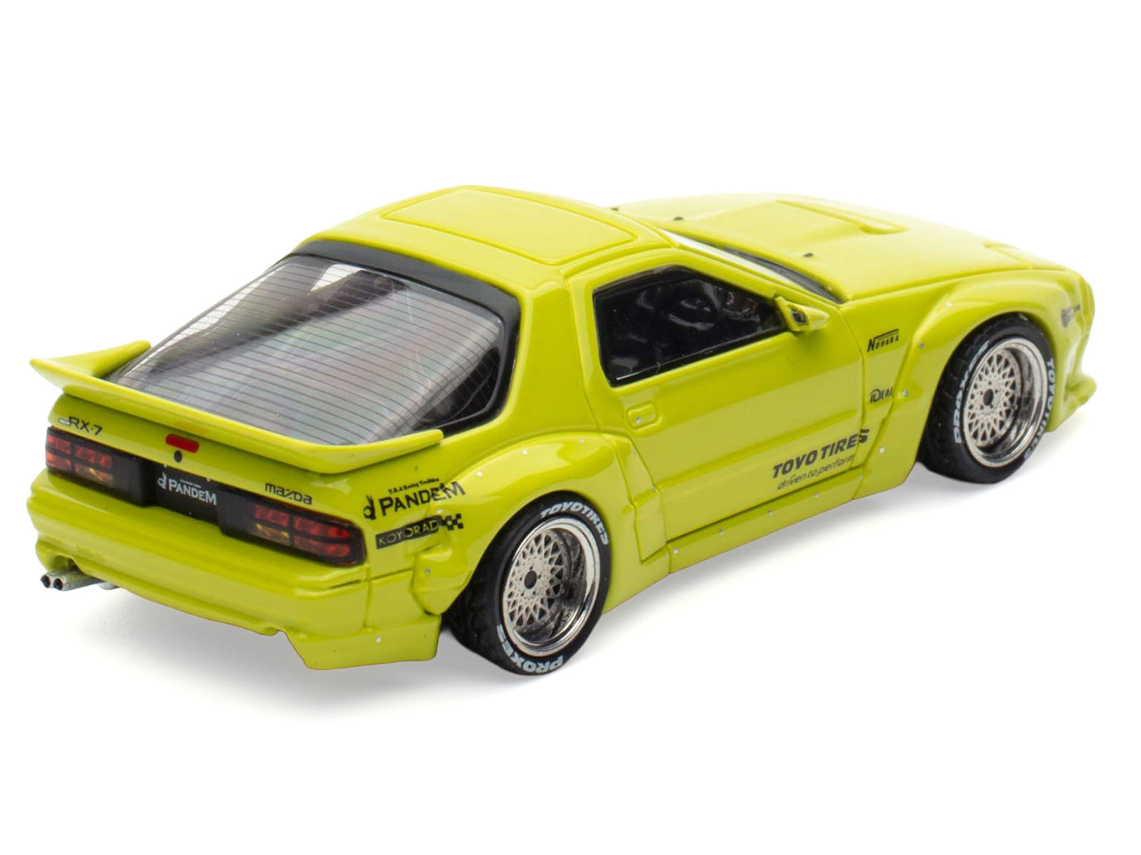 Mazda RX-7 (FC3S) "Pandem Aero" RHD (Right Hand Drive) Lime Green "The Model Car Show Malaysia 2025 Event Edition" 1/64 Diecast Model Car by Inno Models - Image 4