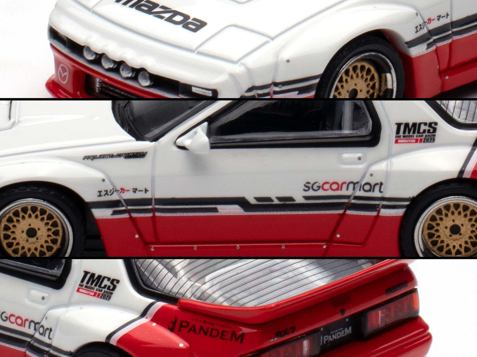 Mazda RX-7 (FC3S) "Pandem Rocket Bunny" White and Red with Black Stripes "The Model Car Show Singapore 2025 Event Edition" 1/64 Diecast Model Car by Inno Models - Image 2