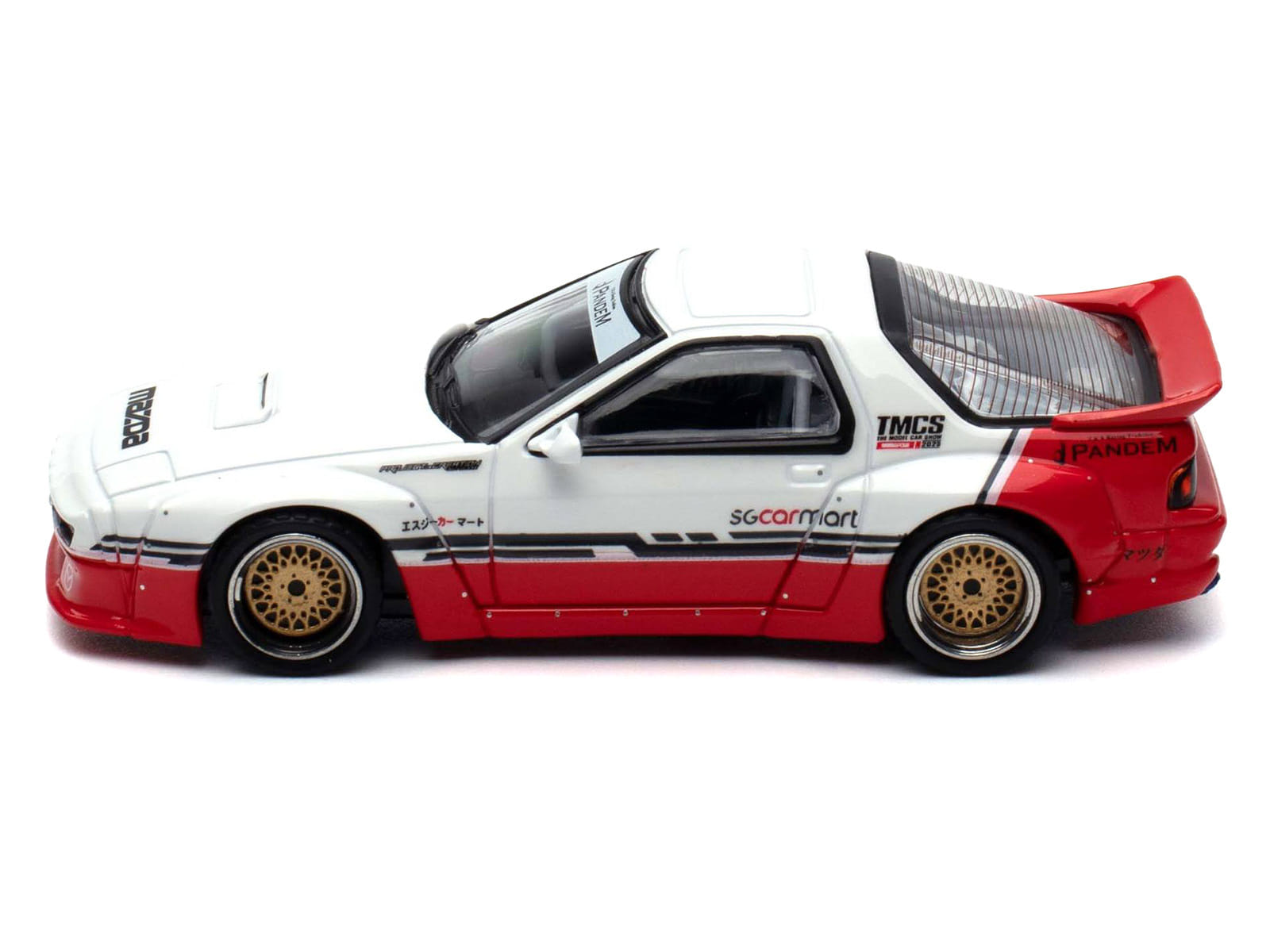 Mazda RX-7 (FC3S) "Pandem Rocket Bunny" White and Red with Black Stripes "The Model Car Show Singapore 2025 Event Edition" 1/64 Diecast Model Car by Inno Models - Image 3