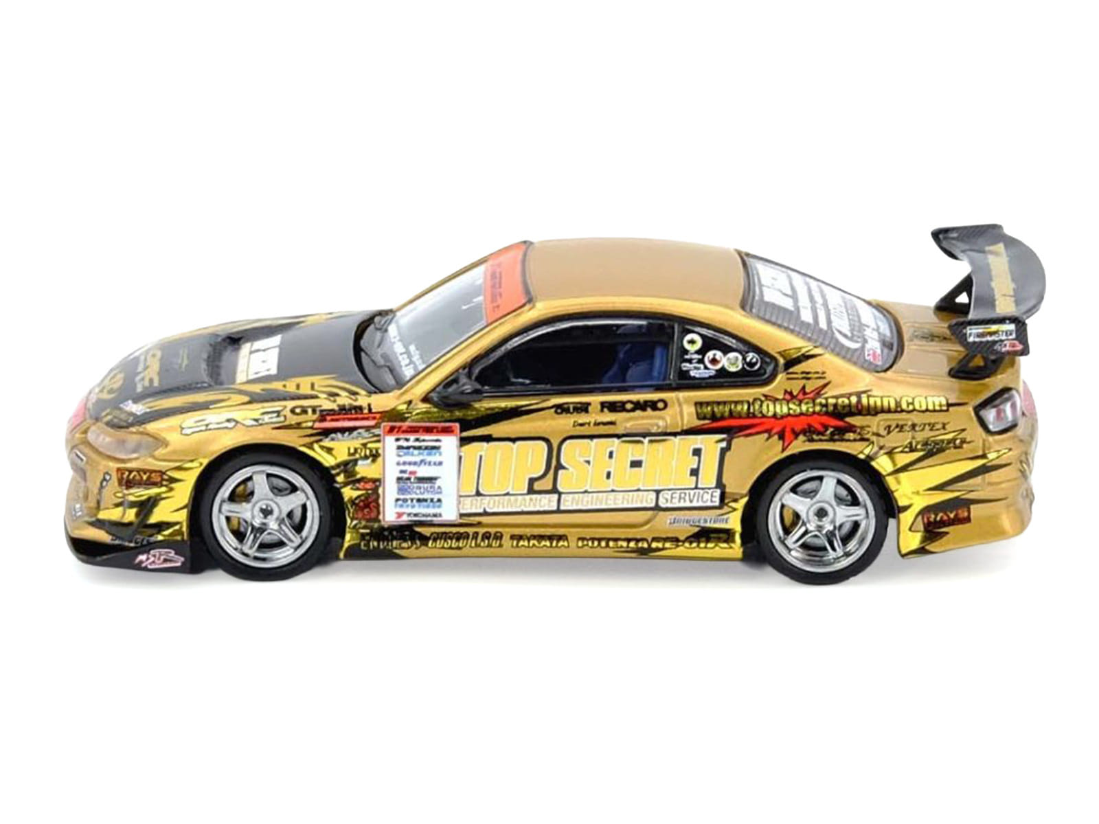 Nissan "Top Secret" Silvia (S15) RHD (Right Hand Drive) Ryuji Miki - Champion "D1 Grand Prix" (2004) 1/64 Diecast Model Car by Inno Models - Image 2