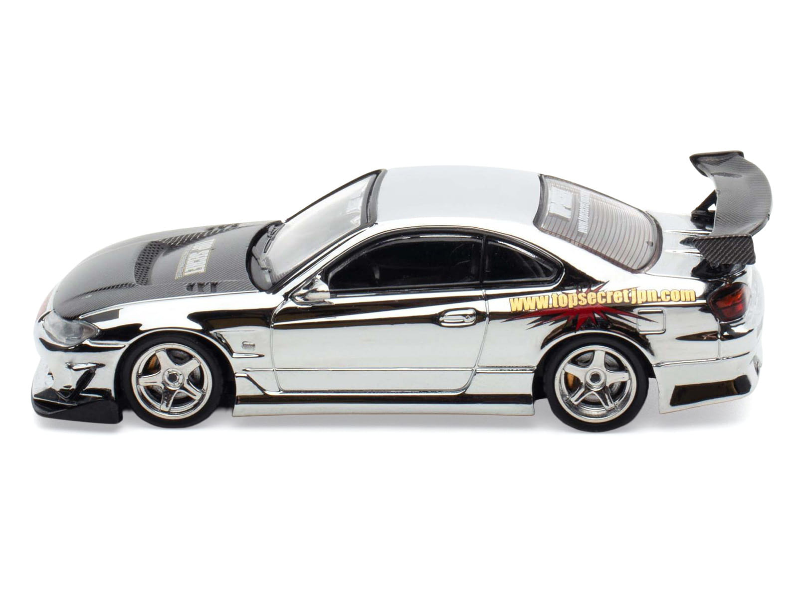 Nissan "Top Secret" Silvia (S15) RHD (Right Hand Drive) Chrome with Carbon Hood "Tokyo Auto Salon Kuala Lumpur 2025 Event Edition" 1/64 Diecast Model Car by Inno Models - Image 3