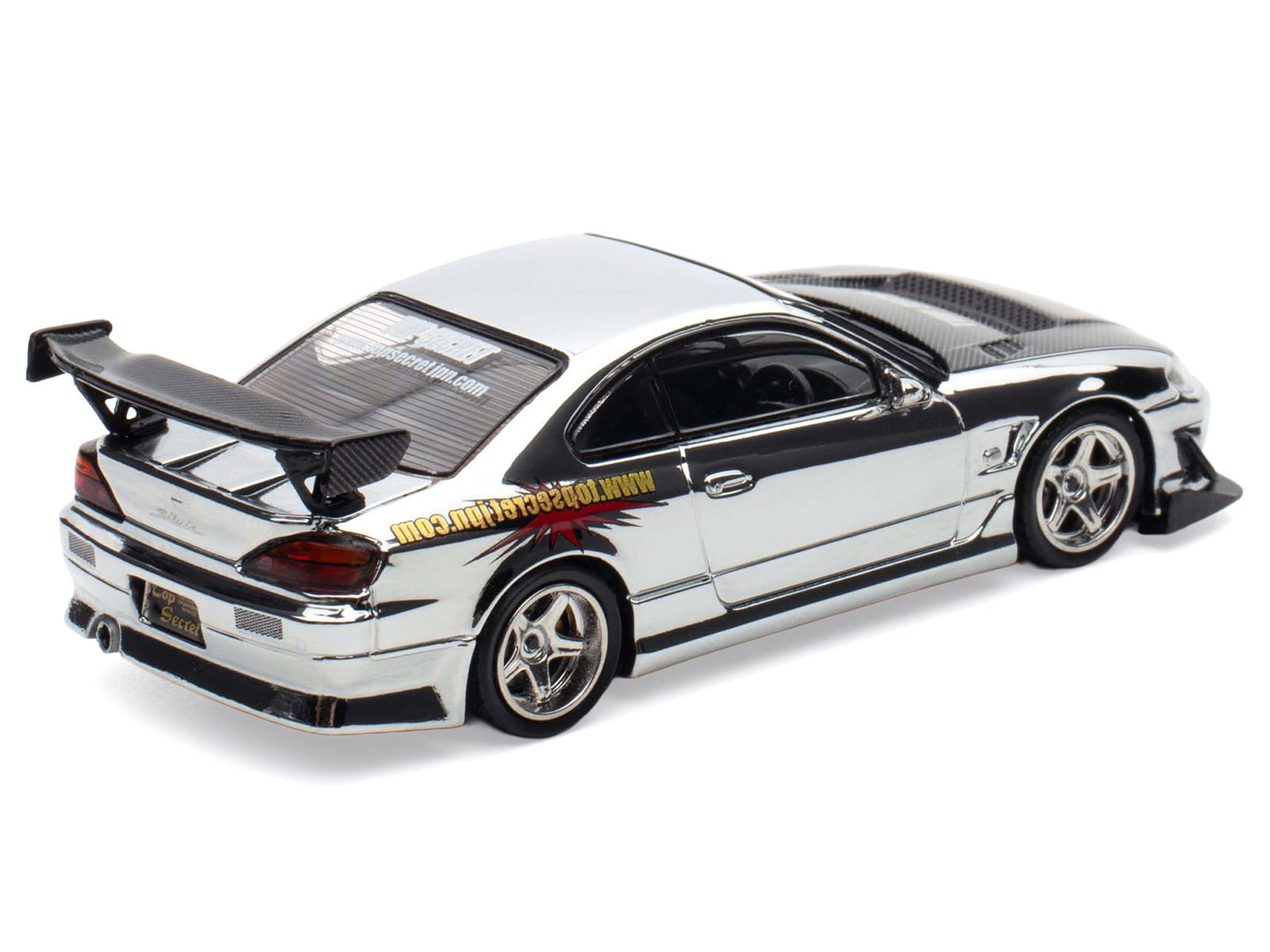 Nissan "Top Secret" Silvia (S15) RHD (Right Hand Drive) Chrome with Carbon Hood "Tokyo Auto Salon Kuala Lumpur 2025 Event Edition" 1/64 Diecast Model Car by Inno Models - Image 4