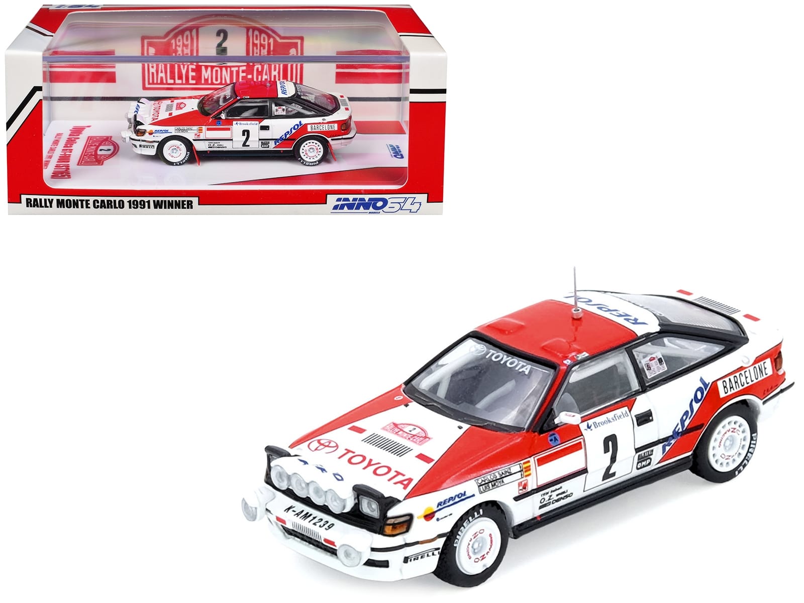 Toyota Celica GT-Four (ST165) #2 Carlos Sainz - Luis Moya Winner "Rally Monte Carlo" (1991) 1/64 Diecast Model Car by Inno Models