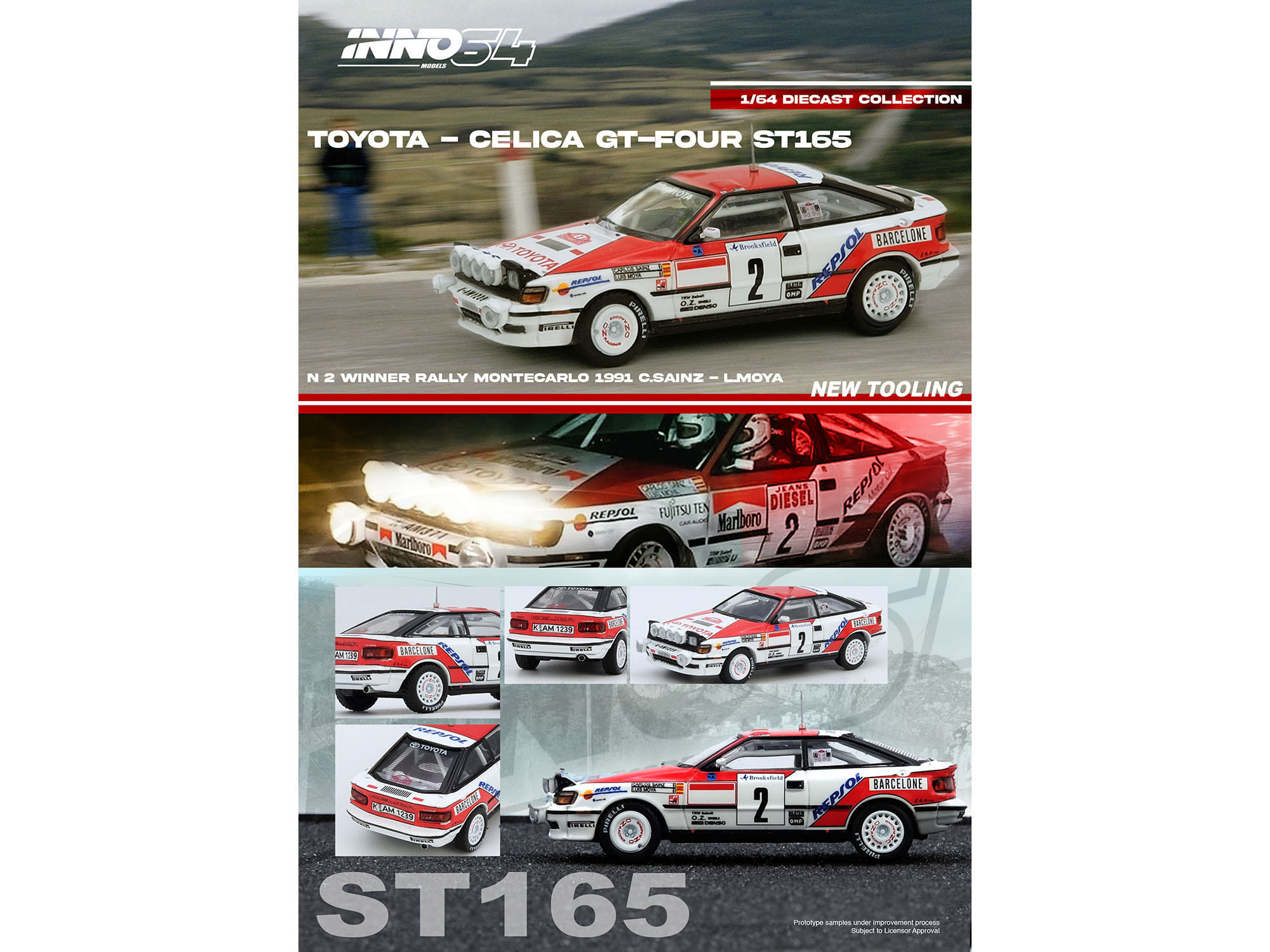 Toyota Celica GT-Four (ST165) #2 Carlos Sainz - Luis Moya Winner "Rally Monte Carlo" (1991) 1/64 Diecast Model Car by Inno Models - Image 5