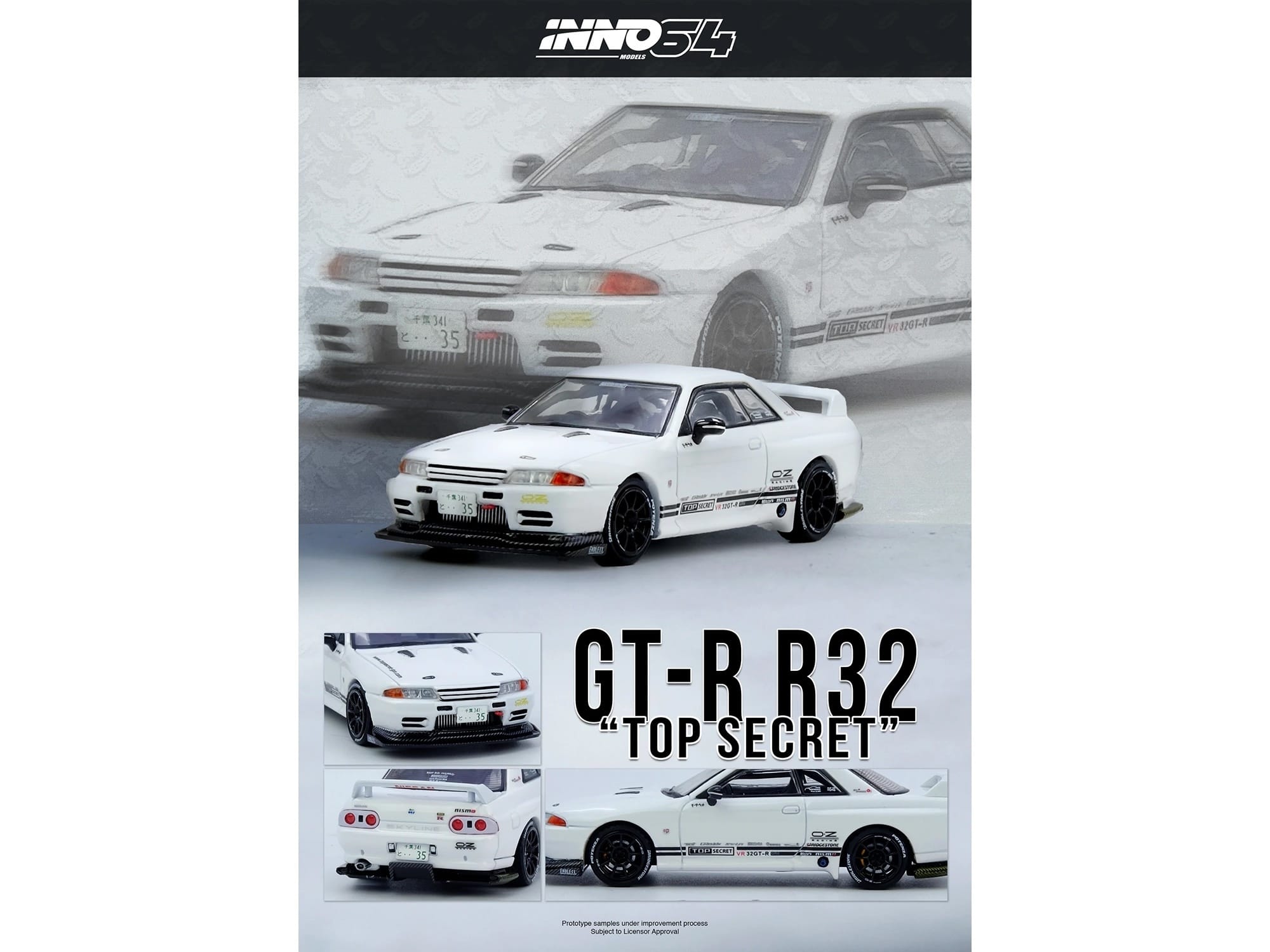 Nissan Skyline "Top Secret" (VR32) GT-R RHD (Right Hand Drive) White 1/64 Diecast Model Car by Inno Models - Image 4