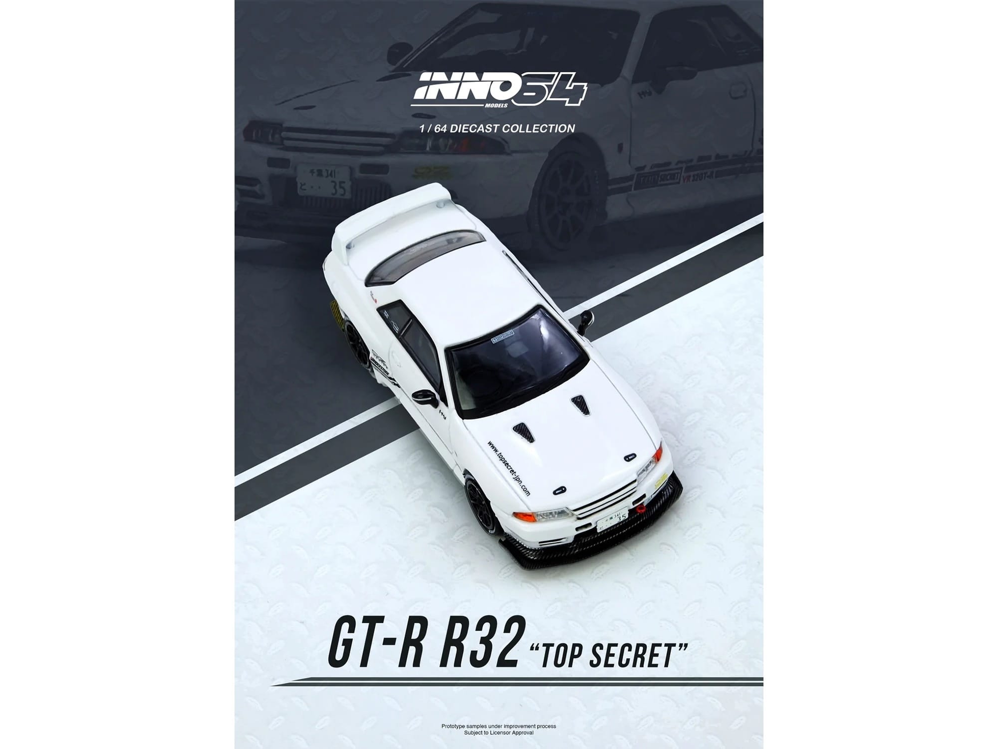 Nissan Skyline "Top Secret" (VR32) GT-R RHD (Right Hand Drive) White 1/64 Diecast Model Car by Inno Models - Image 5