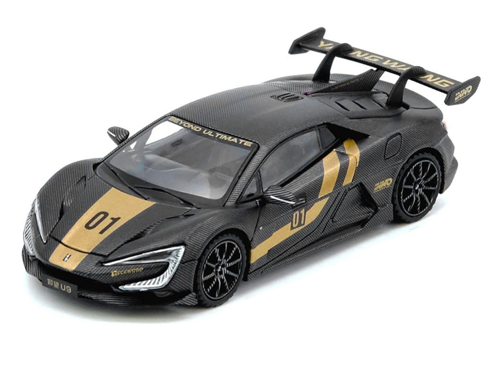 Yangwang U9 #01 Carbon Fiber with Gold Stripes "APA XPO 2025 Event Edition" 1/64 Diecast Model Car by Inno Models - Image 2