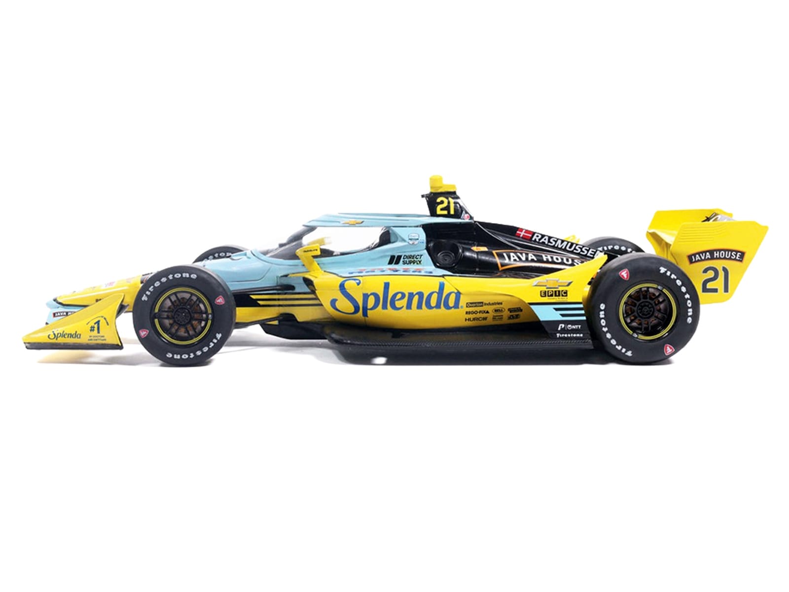 Dallara IndyCar #21 Christian Rasmussen "Splenda" Ed Carpenter Racing (Road Course Configuration) "NTT IndyCar Series" (2026) 1/18 Diecast Model Car by IXO Models - Image 2