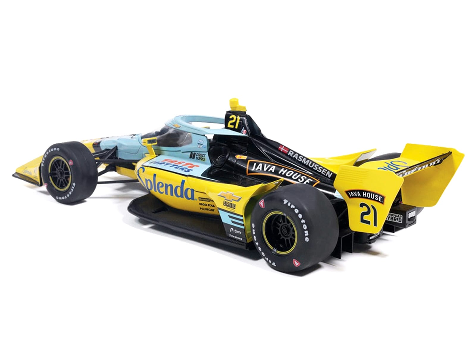 Dallara IndyCar #21 Christian Rasmussen "Splenda" Ed Carpenter Racing (Road Course Configuration) "NTT IndyCar Series" (2026) 1/18 Diecast Model Car by IXO Models - Image 3