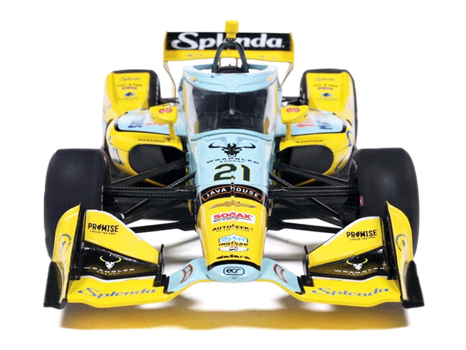 Dallara IndyCar #21 Christian Rasmussen "Splenda" Ed Carpenter Racing (Road Course Configuration) "NTT IndyCar Series" (2026) 1/18 Diecast Model Car by IXO Models - Image 4