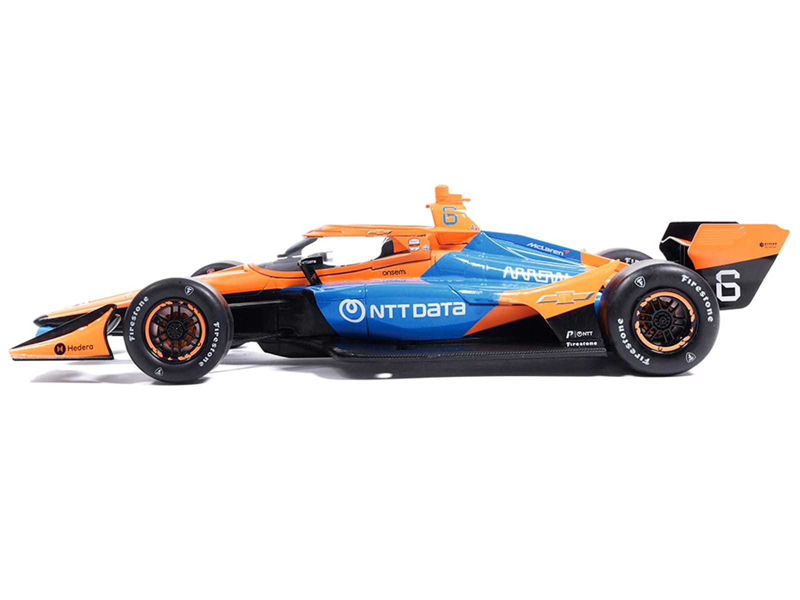 Dallara IndyCar #6 Nolan Siegel "NTT Data" Arrow McLaren (Road Course Configuration) "NTT IndyCar Series" (2026) 1/18 Diecast Model Car by IXO Models - Image 2