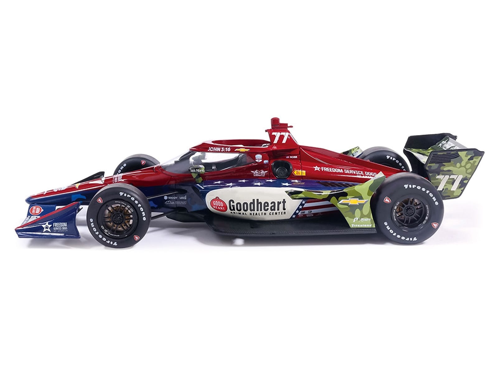 Dallara IndyCar #77 Sting Ray Robb "Goodheart Animal Health Center" Juncos Hollinger Racing (Road Course Configuration) "NTT IndyCar Series" (2026) 1/18 Diecast Model Car by IXO Models - Image 3