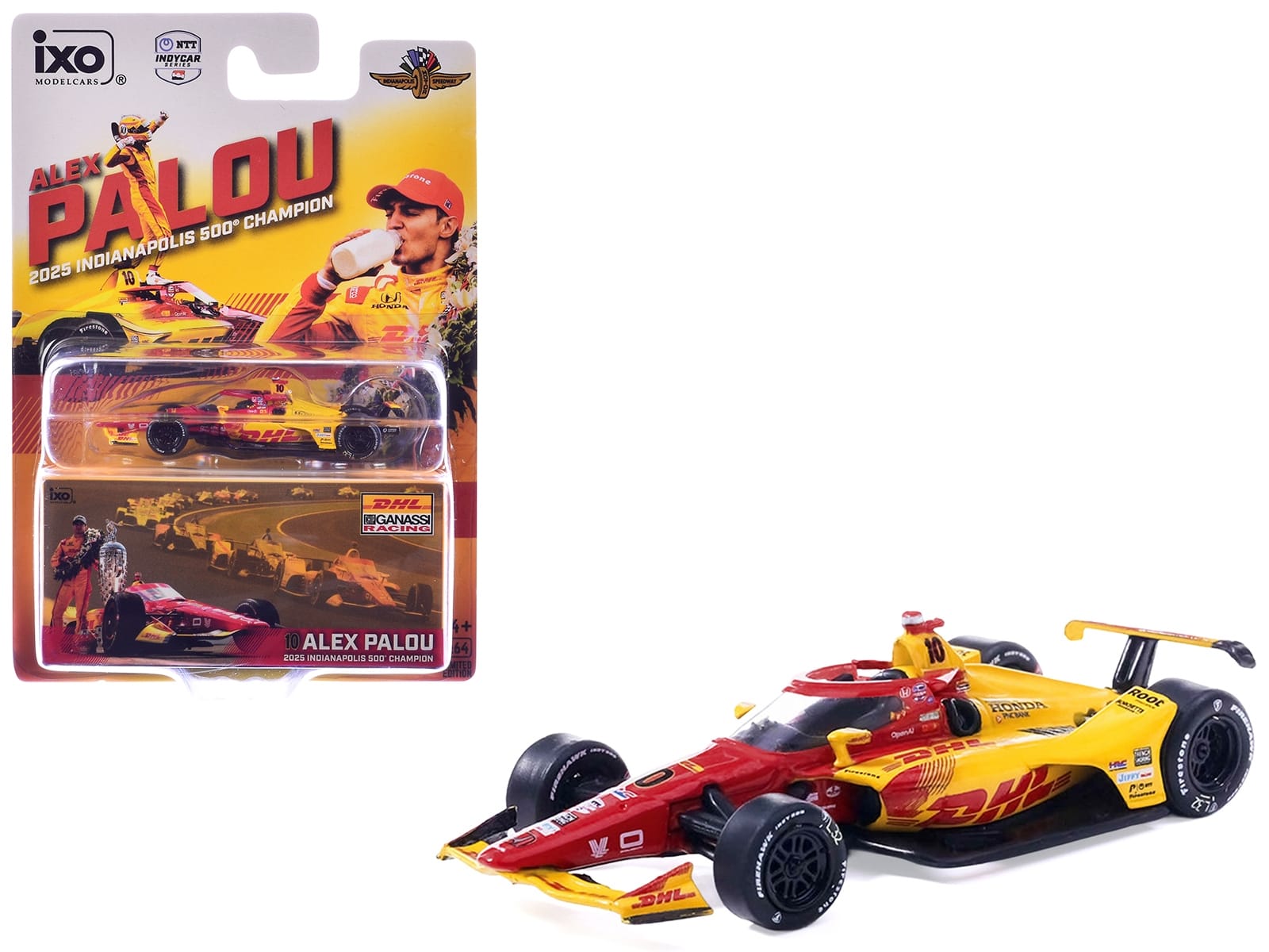 Dallara IndyCar #10 Alex Palou "DHL - Chip Ganassi Racing" Winner "Indianapolis 500" (2025) 1/64 Diecast Model by IXO Models